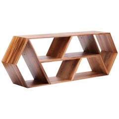 Tetra, Solid Walnut Contemporary Modular Shelving Units, Made in Ratio