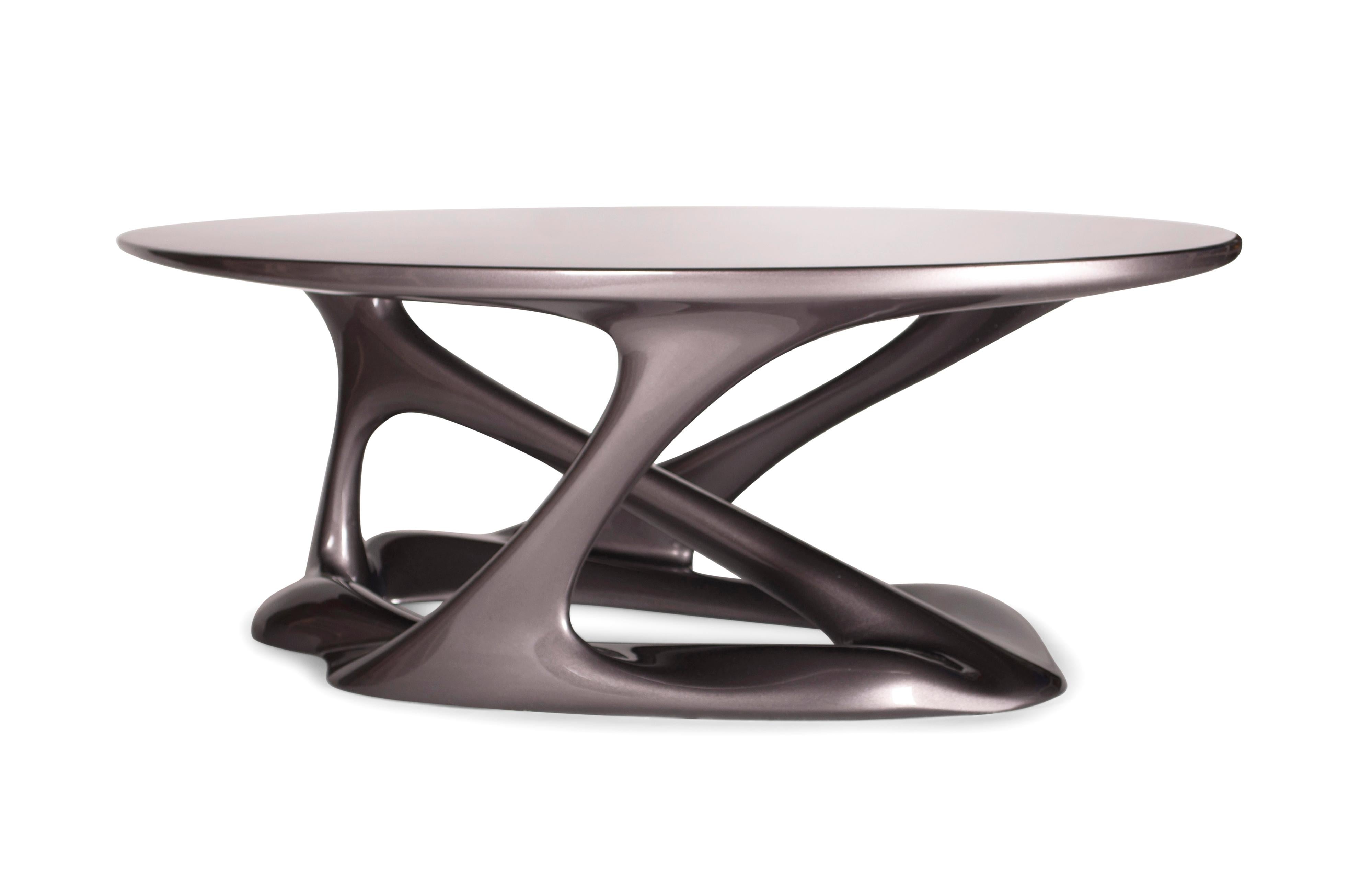 Amorph Tetra Table, Oval Shape, Dark Gray Metallic Finish  For Sale 1