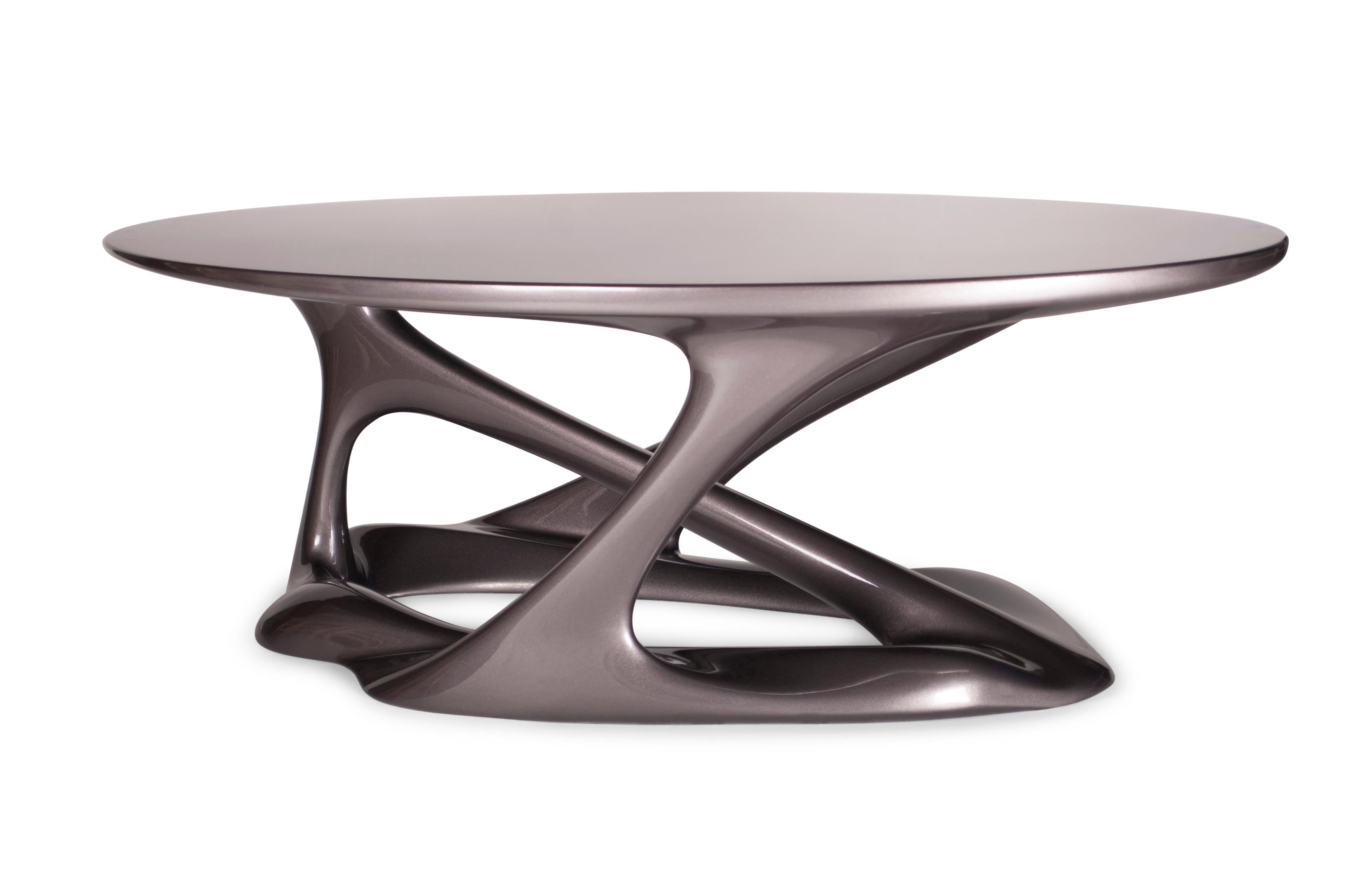Amorph Tetra Table, Oval Shape, Dark Gray Metallic Finish  For Sale 1