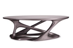 Amorph Tetra Table, Oval Shape, Dark Gray Metallic Finish