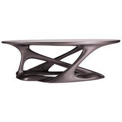 Table Amorph Tetra, forme ovale, finition métallique gris foncé 