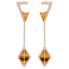 Tetra Tilt Drop Earrings with Tiger Eye 
Diamonds in 18k Rose Gold