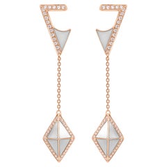 Tetra Tilt Drop Earrings with White Mother of Pearl 
Diamonds in 18k Rose Gold