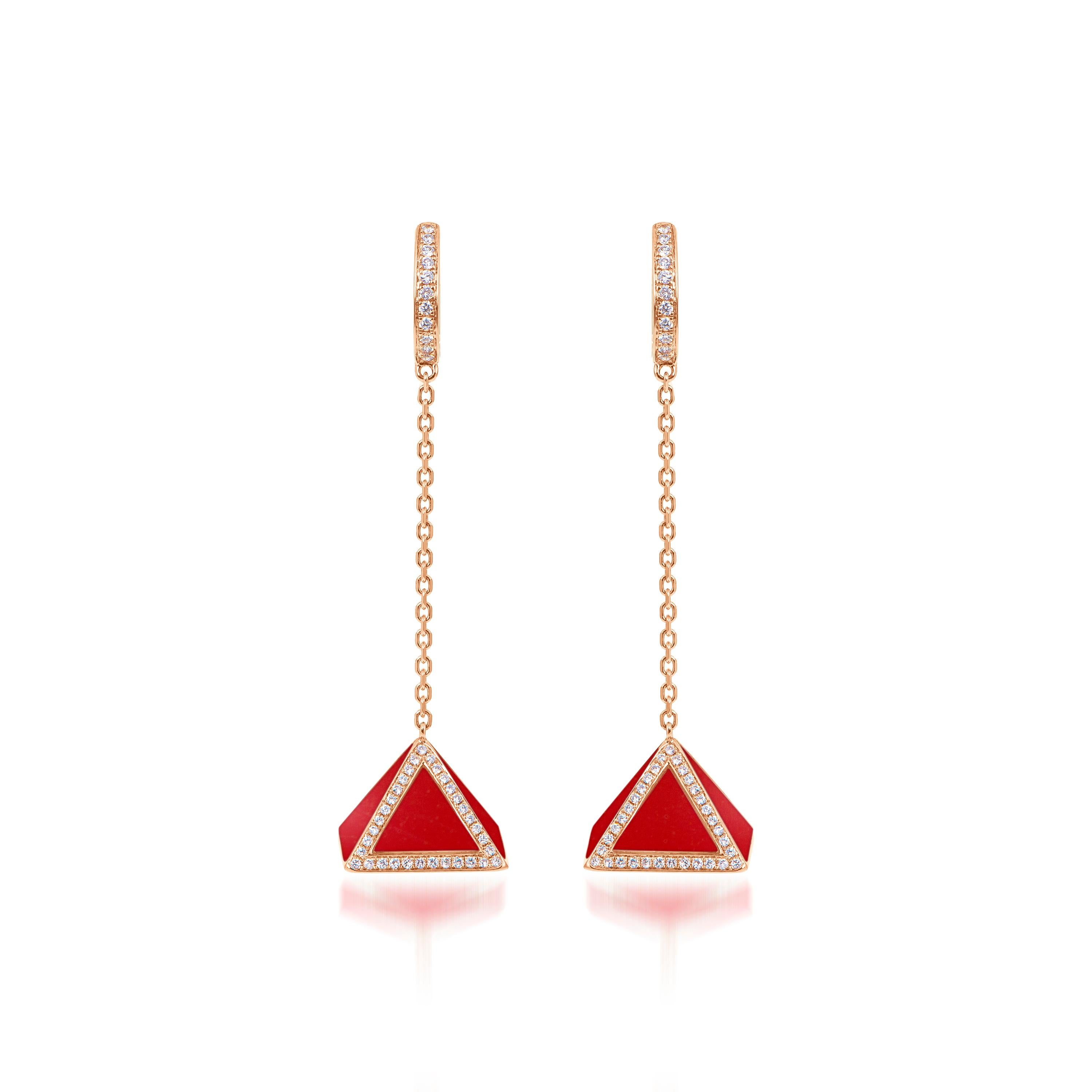 Through graphic, contemporary lines, Butani’s Tetra collection celebrates the beauty of symmetry while reimagining classic motifs of the past. 

Inspired by the strength and stability of pyramids, the Tetra Tribus Earrings drop gracefully below the