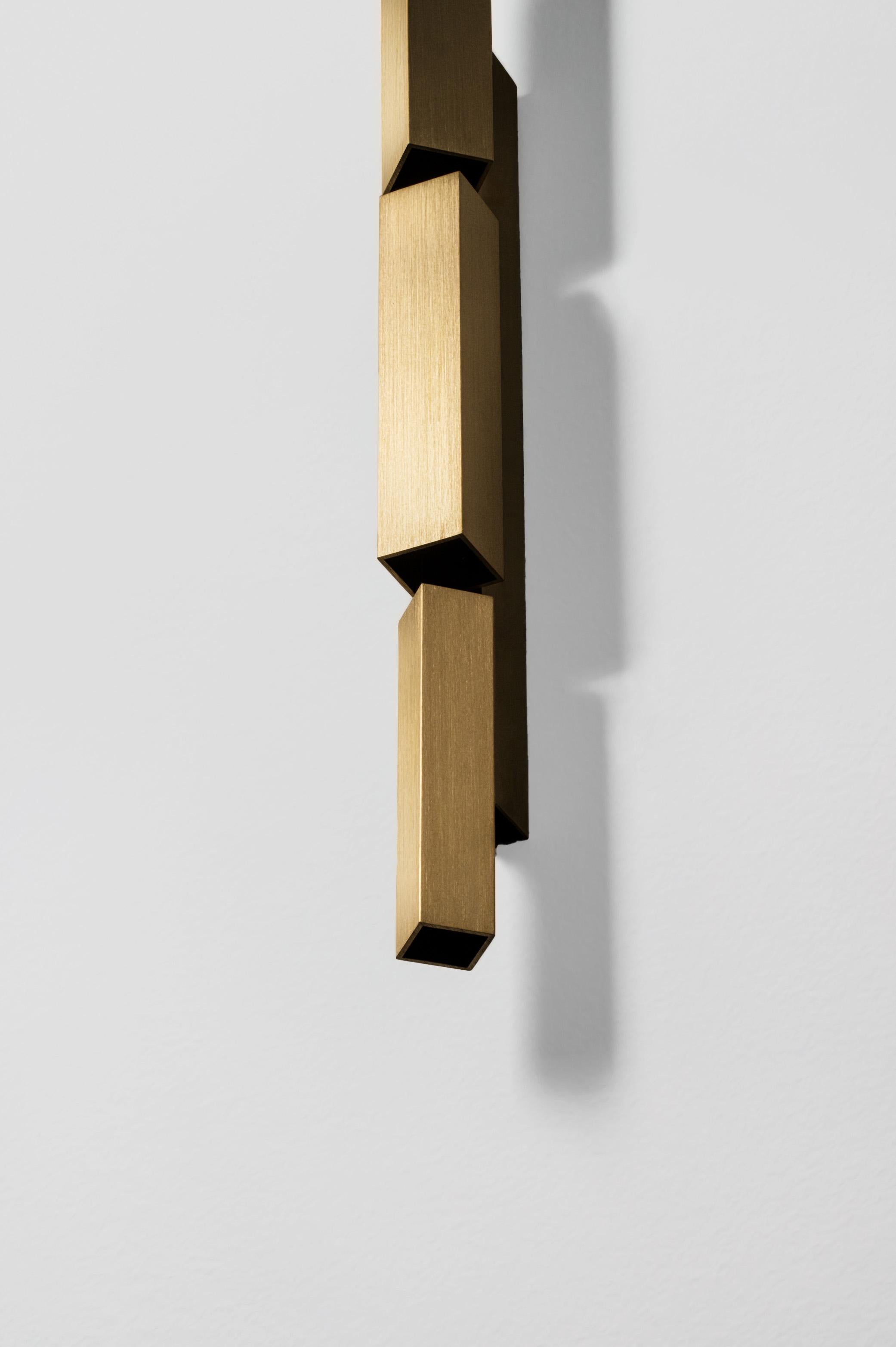 Contemporary Tetra Twin sconce in brushed brass by Diaphan Studio For Sale