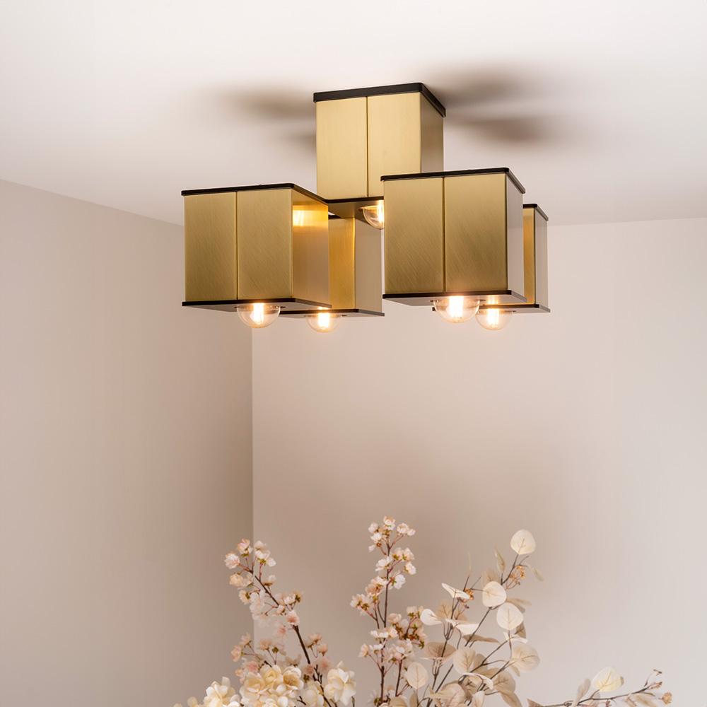 Inspired by 90s puzzle video games, the Tetra V combines playfulness with contemporary elegance as a flush mount lighting fixture with striking geometry. Drawing from its Greek origins, “tetra” meaning four, refers to the fixture’s square geometry.