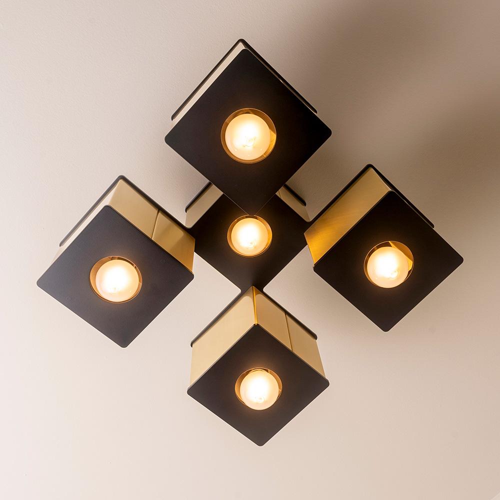 Hand-Crafted Tetra V Flush Mount Light by Studio DUNN For Sale
