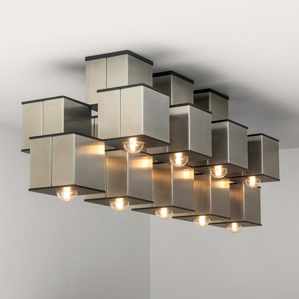 Inspired by 90s puzzle video games, the Tetra XVI combines playfulness with contemporary elegance as a flush mount lighting fixture with striking geometry. Drawing from its Greek origins, “tetra” meaning four, refers to the fixture’s square