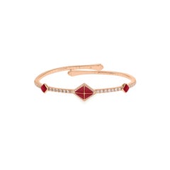 Tetra Zenith Bangle with Red Coral and Diamonds in 18K Rose Gold