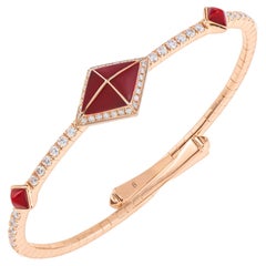Tetra Zenith Bangle with Red Coral and Diamonds in 18K Rose Gold