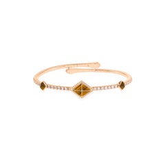 Tetra Zenith Bangle with Tiger Eye and Diamonds in 18K Rose Gold