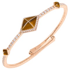 Tetra Zenith Bangle with Tiger Eye and Diamonds in 18K Rose Gold
