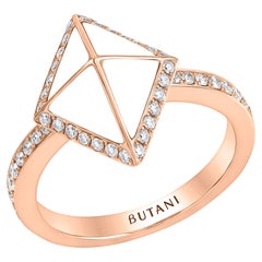 Tetra Zenith Ring mit weißem Achat und Diamanten aus 18 Karat Roségold