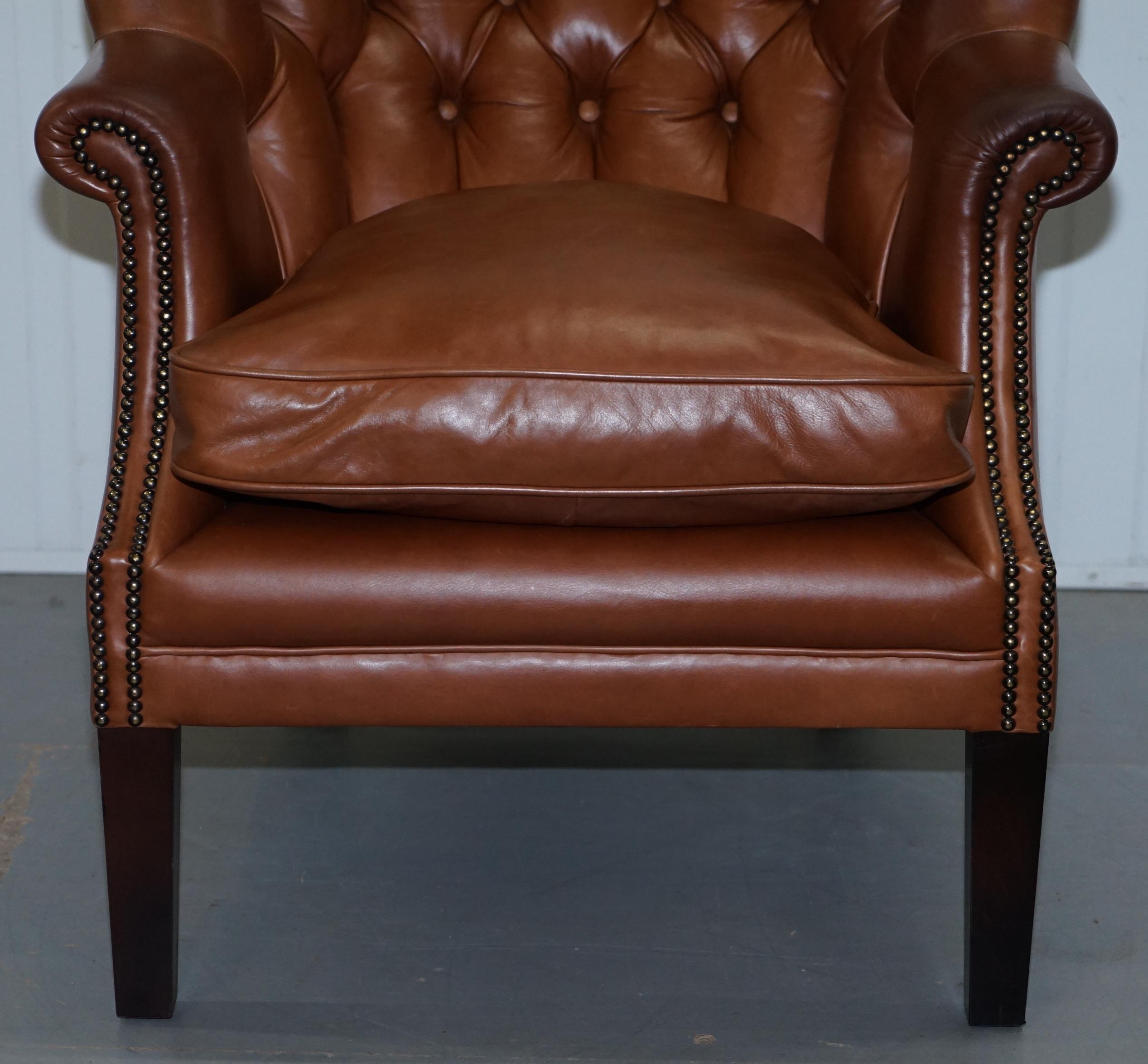 Contemporary Tetrad Bradley Barrel Wingback Porters Chesterfield Leather Armchair