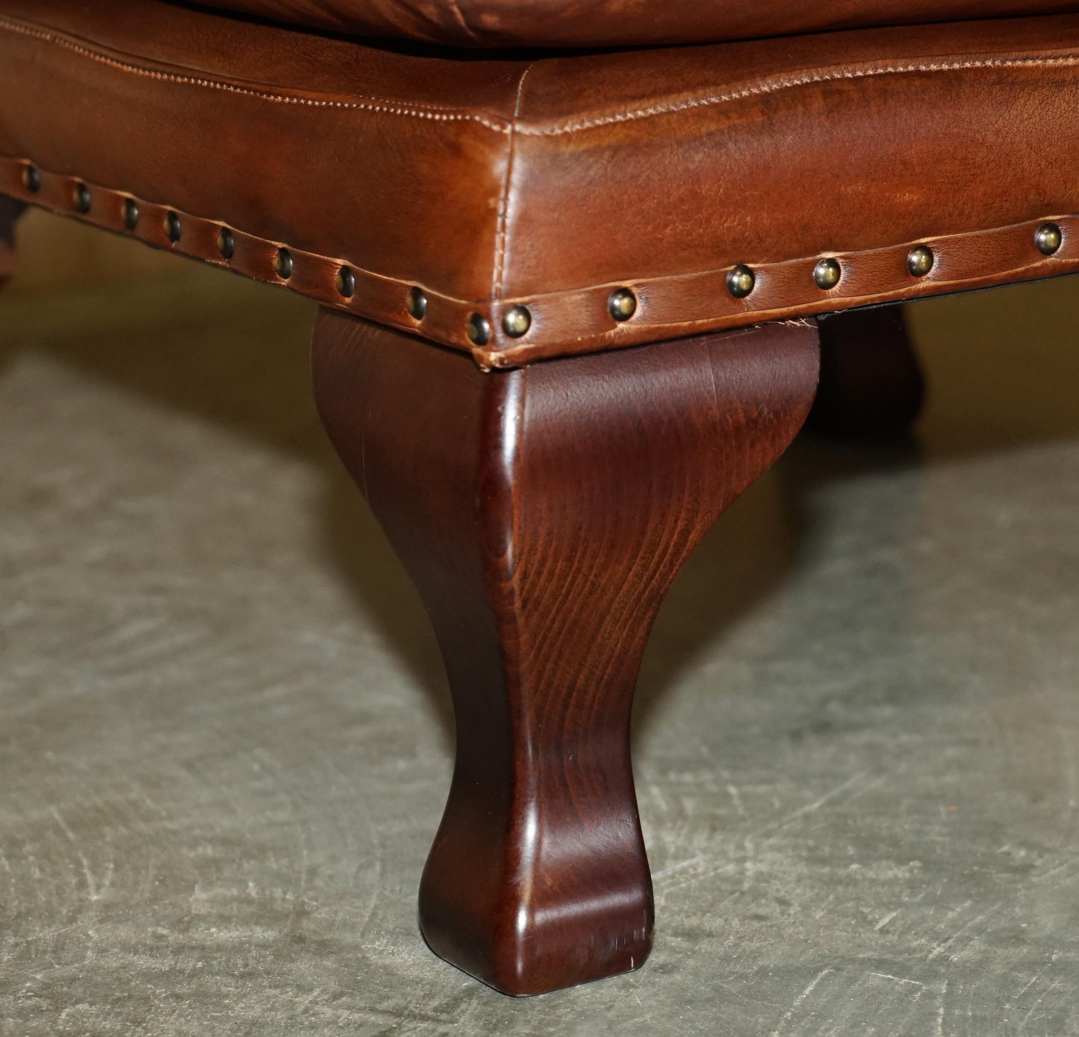 Mid-Century Modern TETRAD BROWN LEATHER LARGE FOOTSTOOL LARGE ENoUGH FOR TWO PEOPLE TO SHARE For Sale