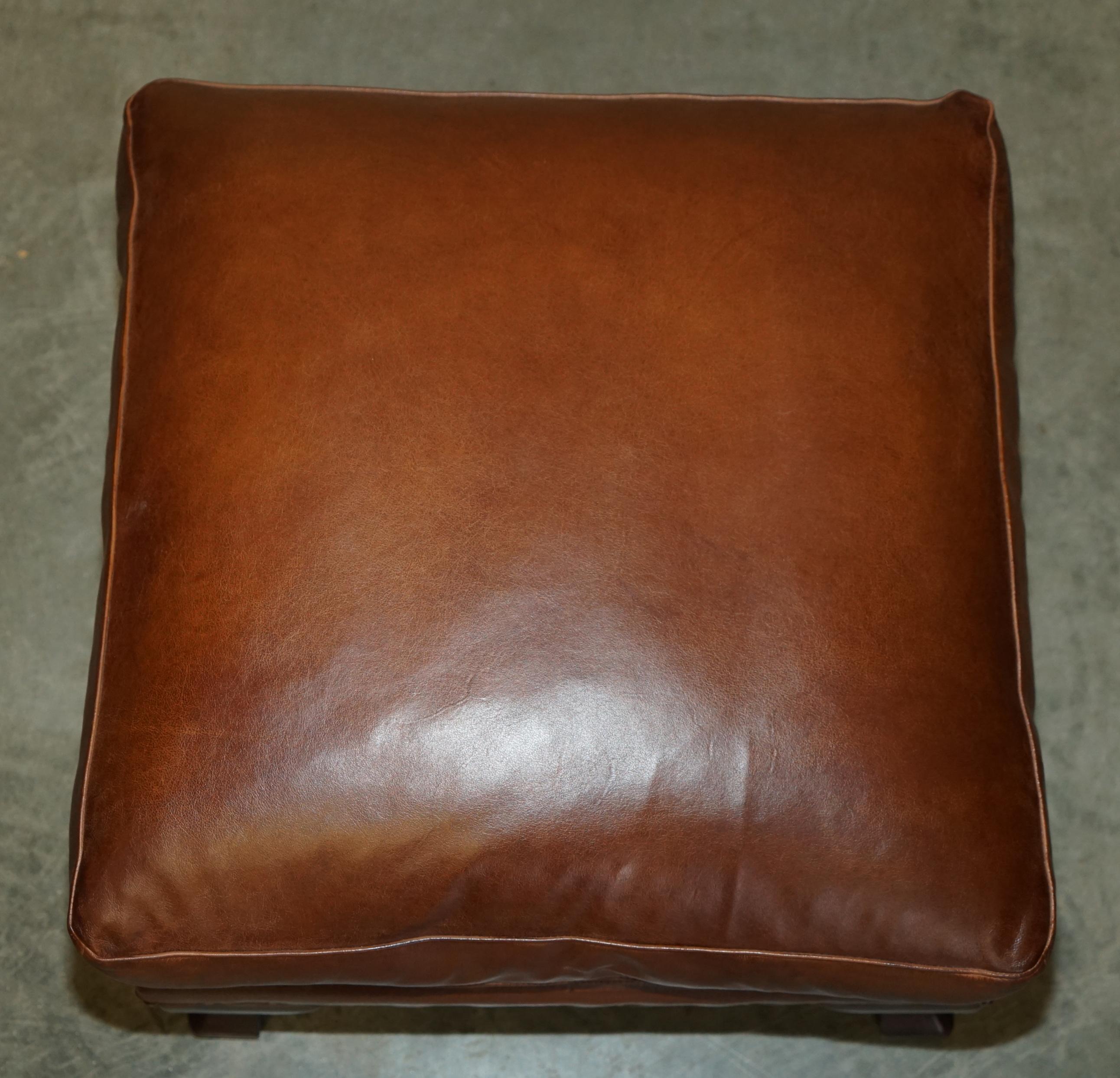 TETRAD BROWN LEATHER LARGE FOOTSTOOL LARGE ENoUGH FOR TWO PEOPLE TO SHARE (Englisch) im Angebot