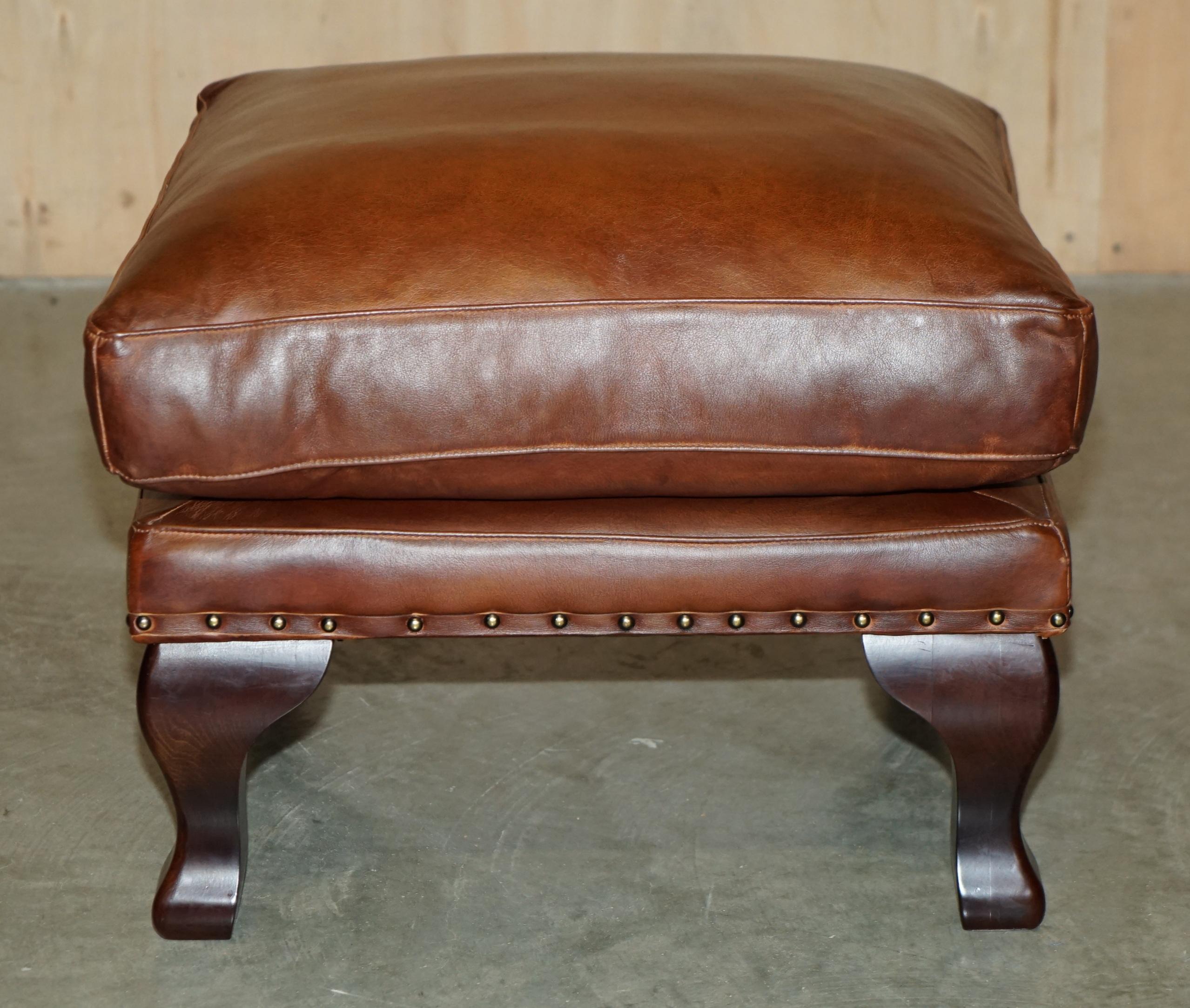 TETRAD BROWN LEATHER LARGE FOOTSTOOL LARGE ENoUGH FOR TWO PEOPLE TO SHARE (Leder) im Angebot