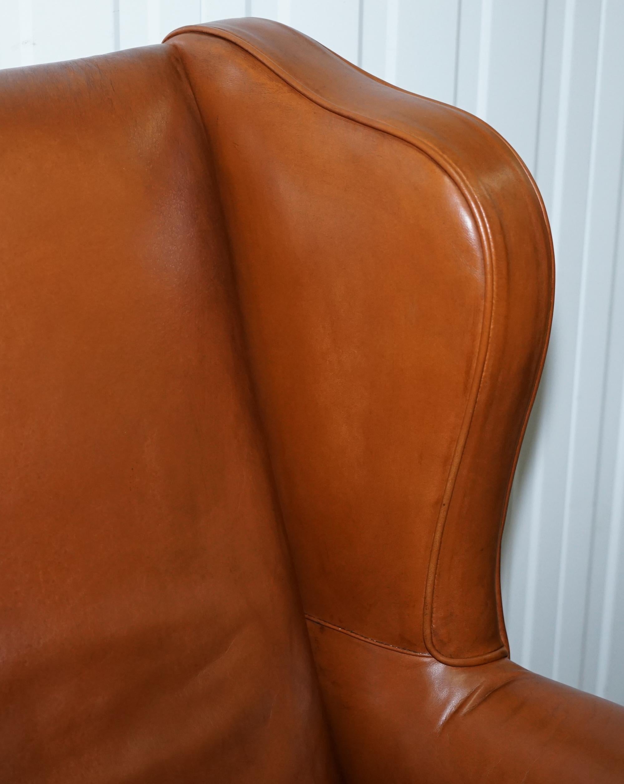 Tetrad Compton Brown Leather Claw and Ball Foot Armchair John Lewis 3