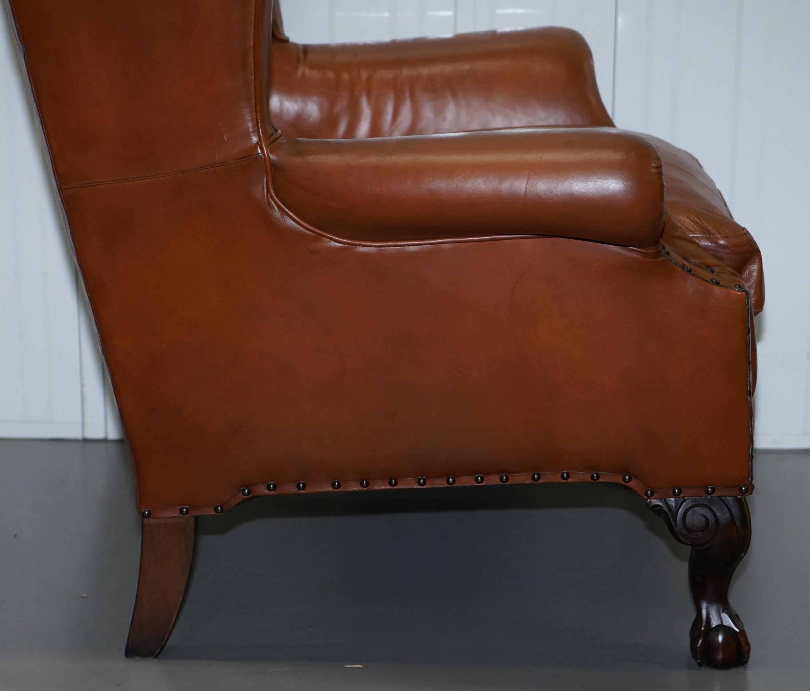 Tetrad Compton Brown Leather Claw and Ball Foot Armchair John Lewis 5