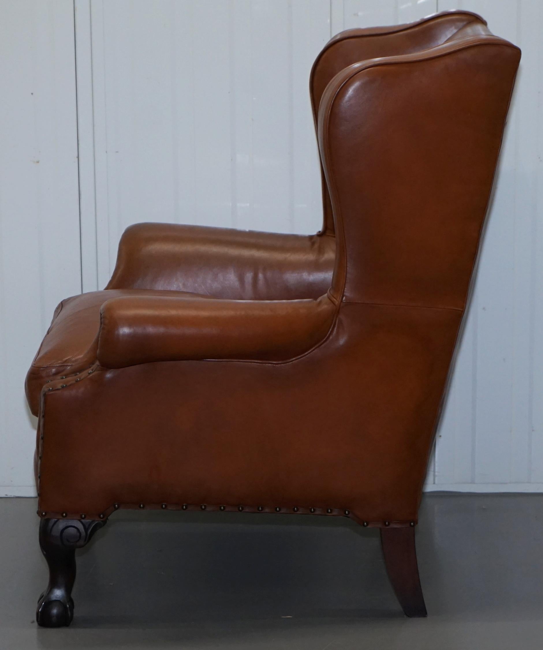 Tetrad Compton Brown Leather Claw and Ball Foot Armchair John Lewis 7