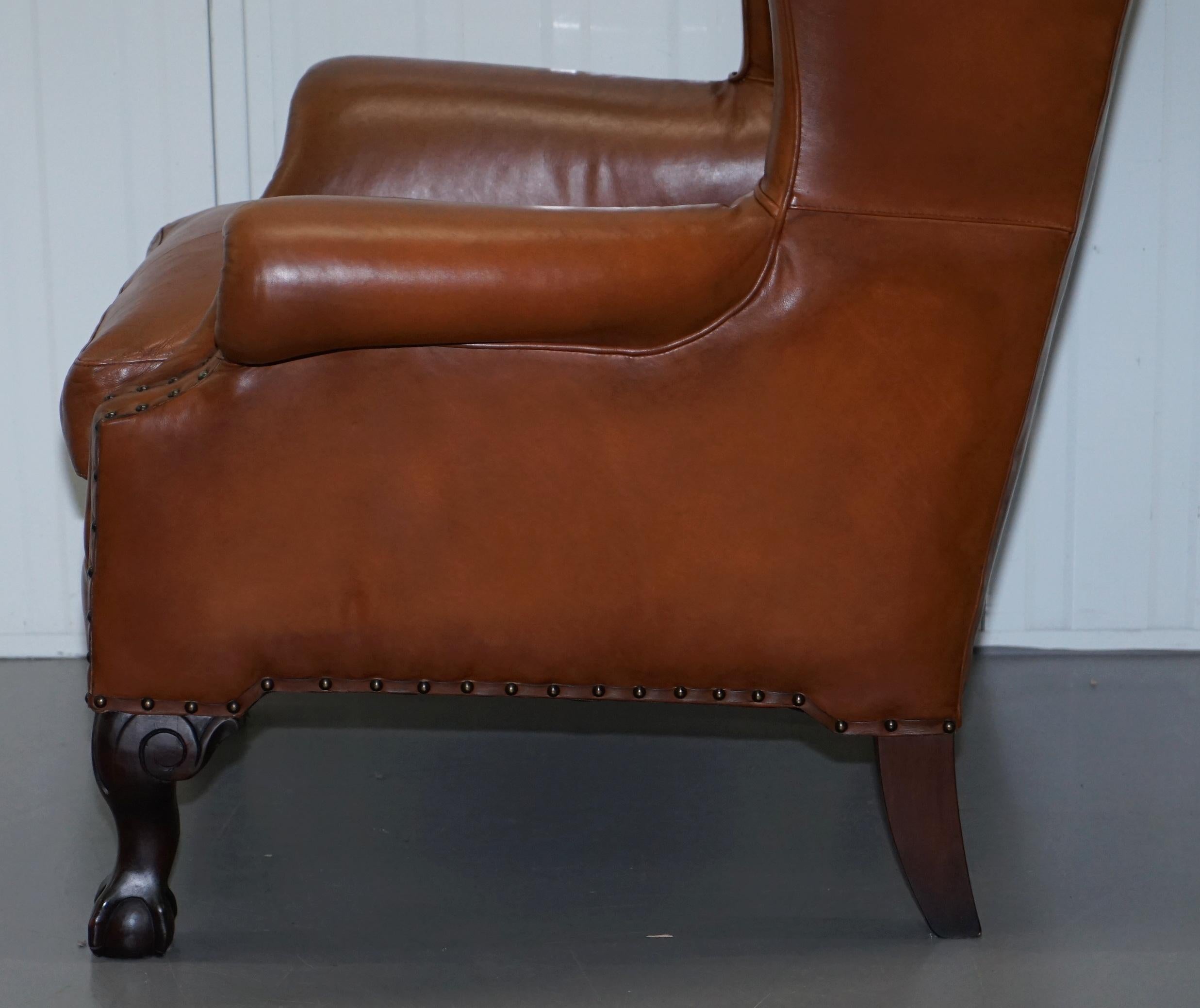 Tetrad Compton Brown Leather Claw and Ball Foot Armchair John Lewis 8