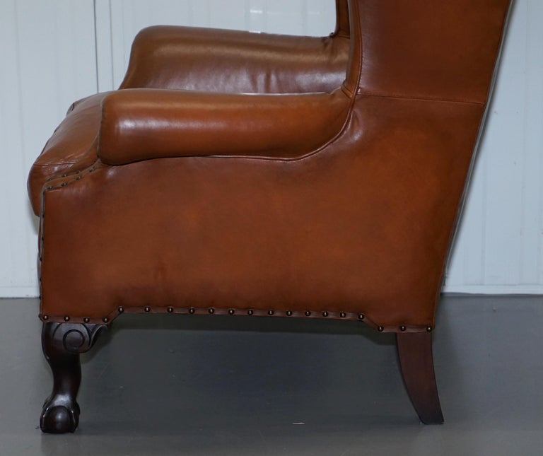Tetrad Compton Brown Leather Claw and Ball Foot Armchair John
