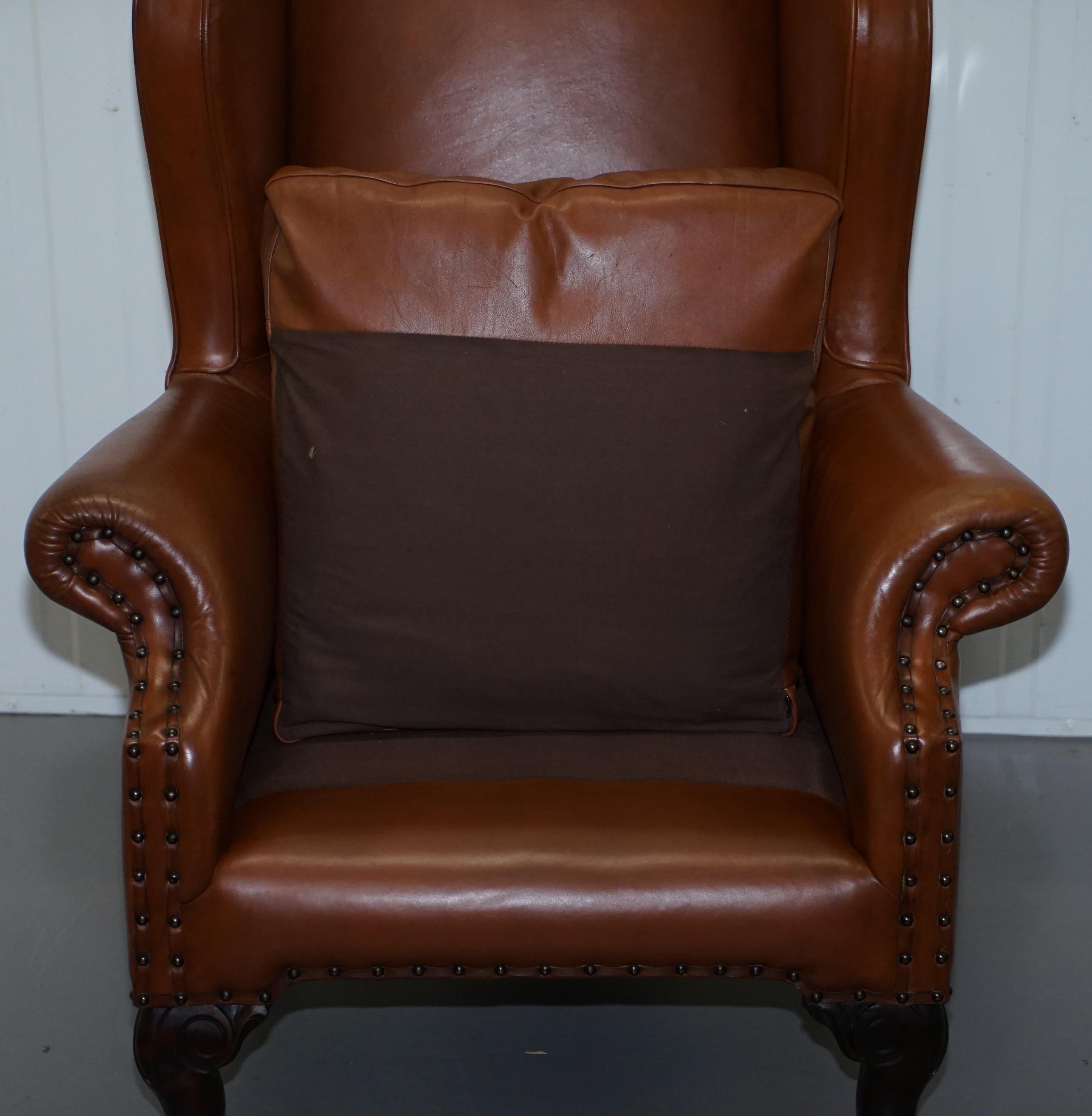 Tetrad Compton Brown Leather Claw and Ball Foot Armchair John Lewis 9