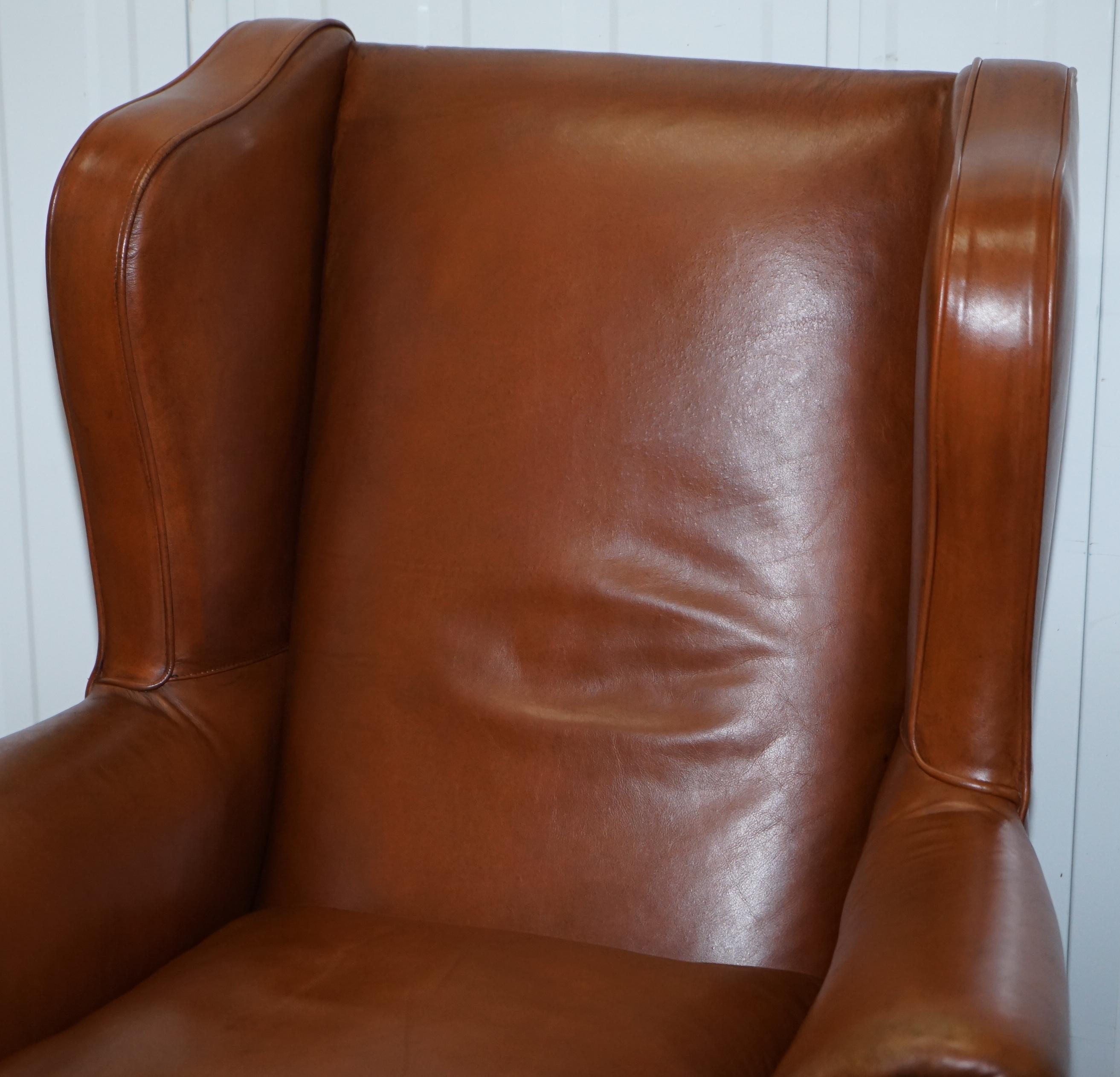 Modern Tetrad Compton Brown Leather Claw and Ball Foot Armchair John Lewis