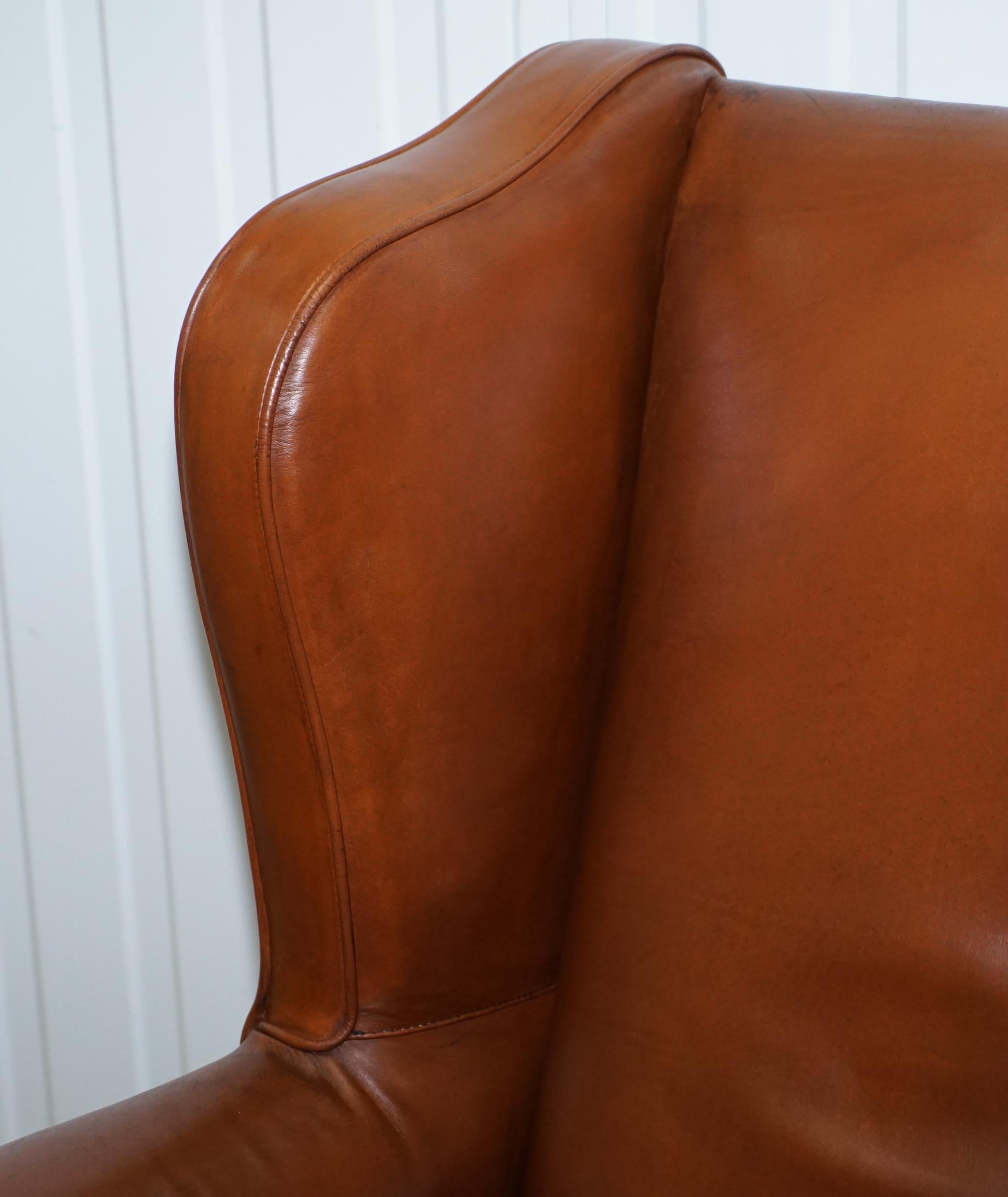 English Tetrad Compton Brown Leather Claw and Ball Foot Armchair John Lewis