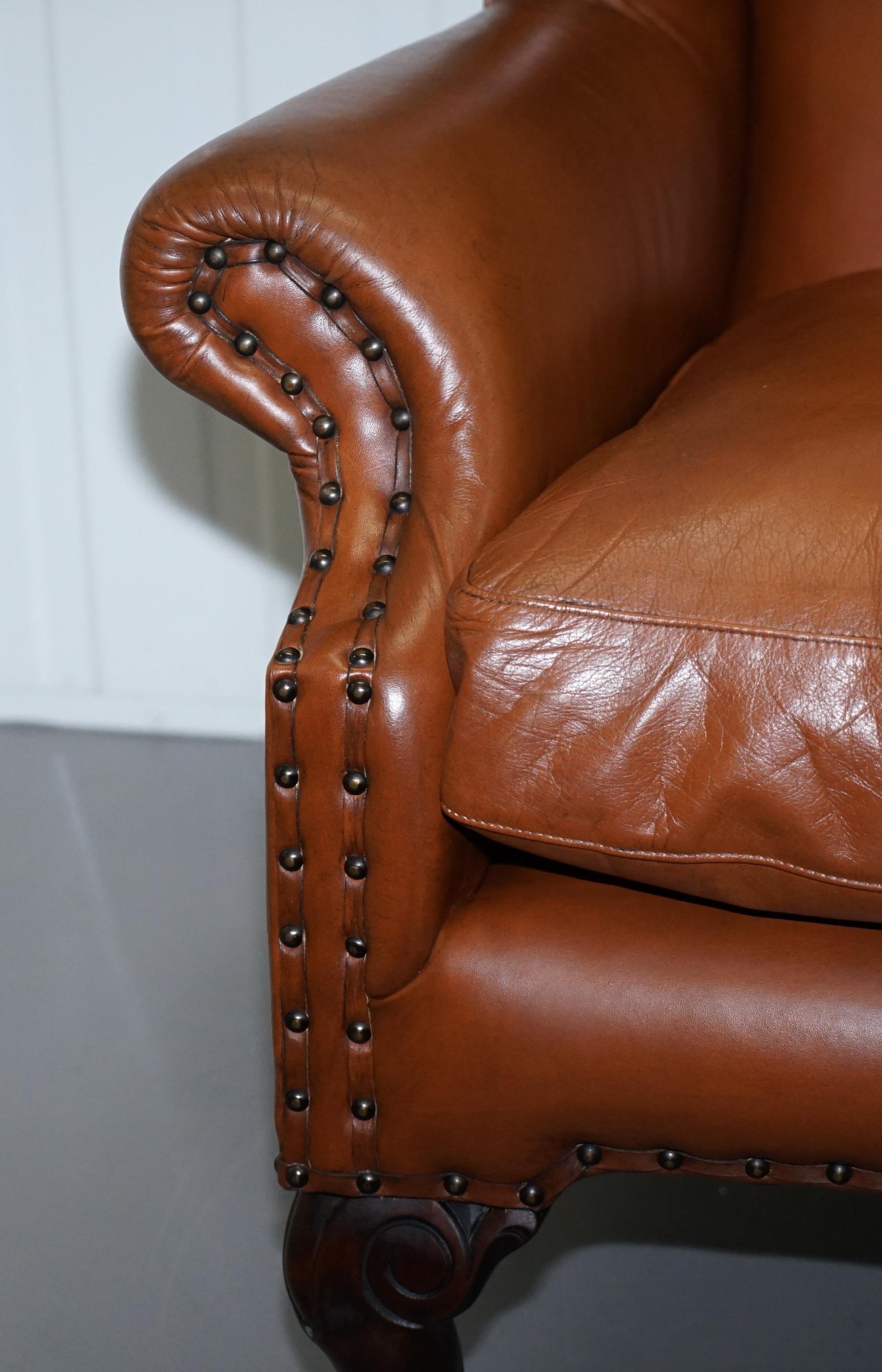 20th Century Tetrad Compton Brown Leather Claw and Ball Foot Armchair John Lewis