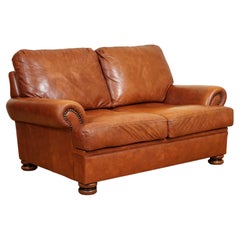 Used Tetrad Cordoba Retailed by John Lewis Two Seater Tan Chesterfield Leather Sofa