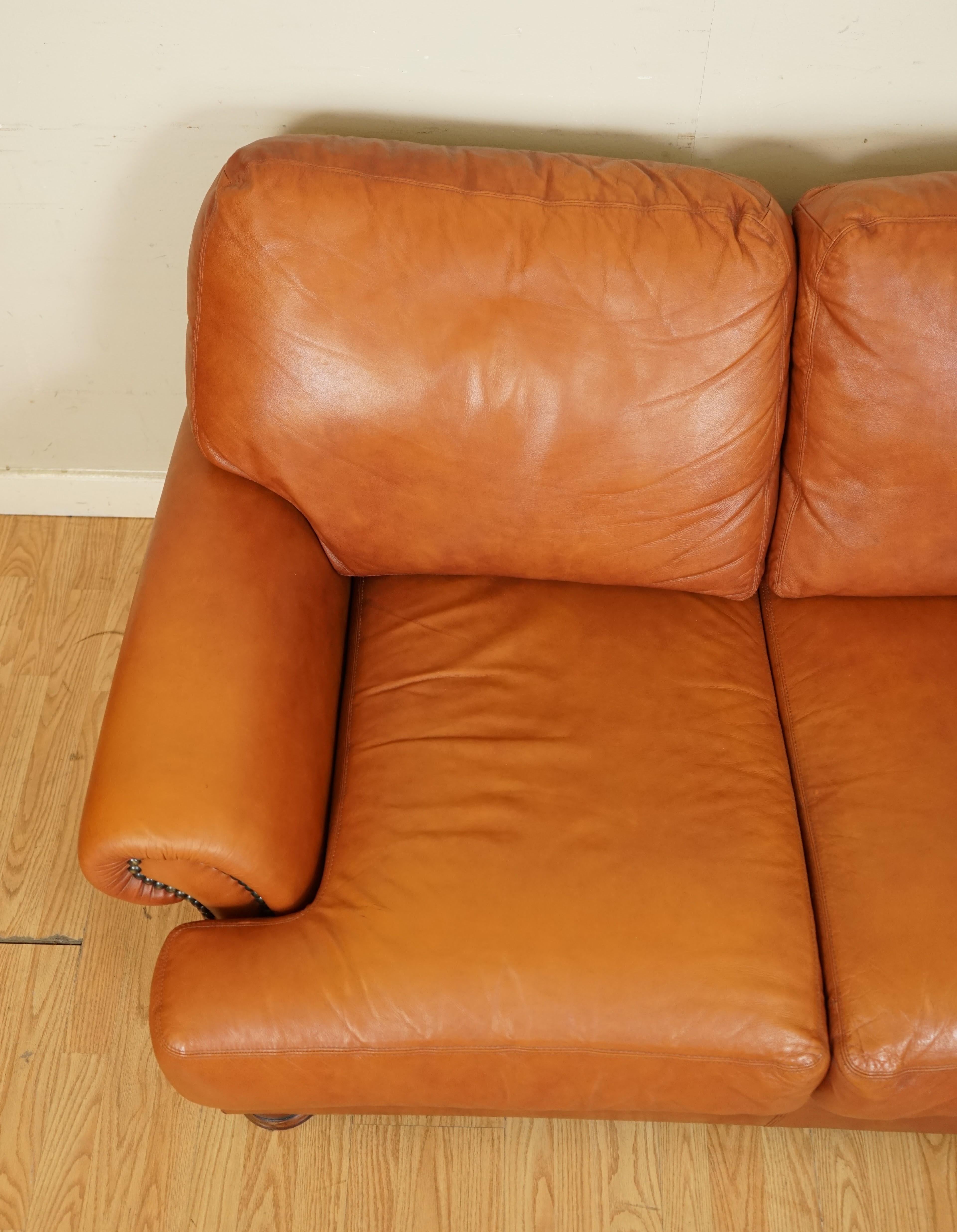 British Tetrad Cordoba Retailed by John Lewis Two Seater Tan Leather Sofa