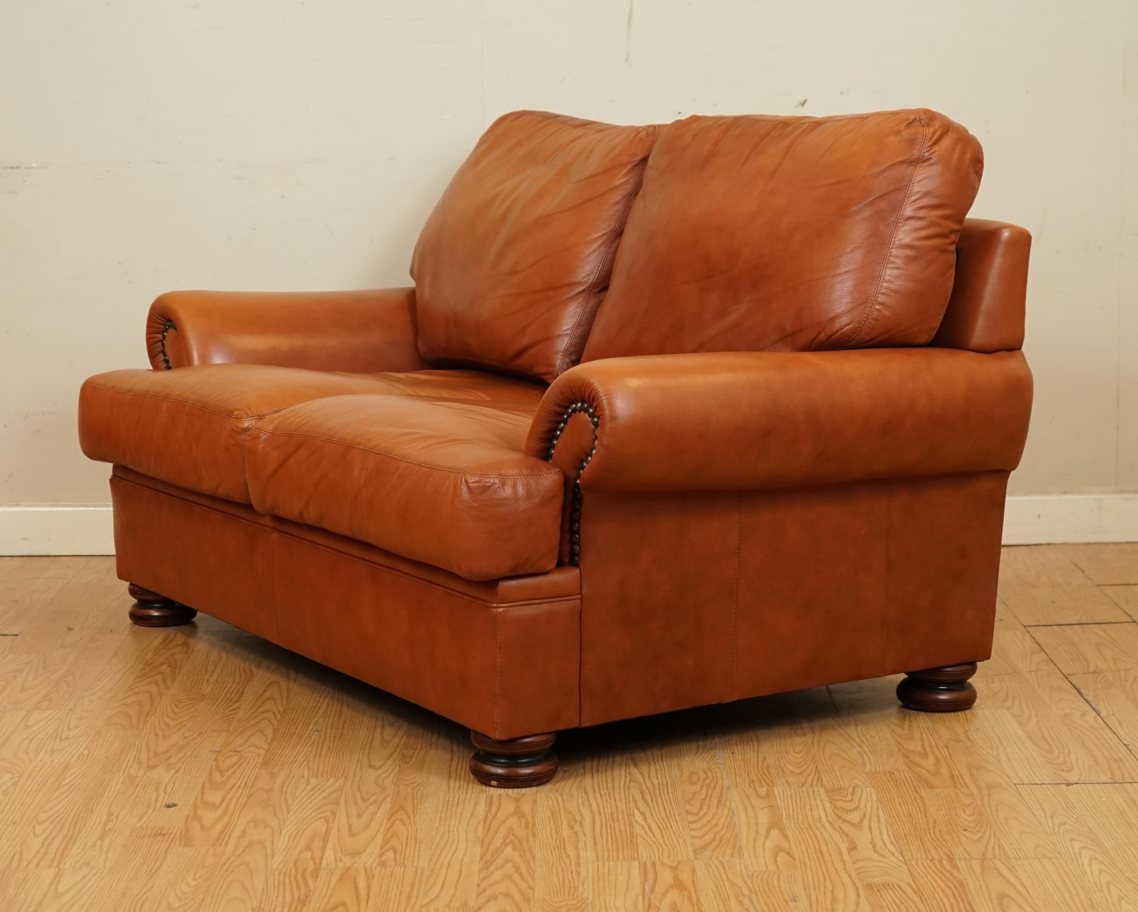 20th Century Tetrad Cordoba Retailed by John Lewis Two Seater Tan Leather Sofa