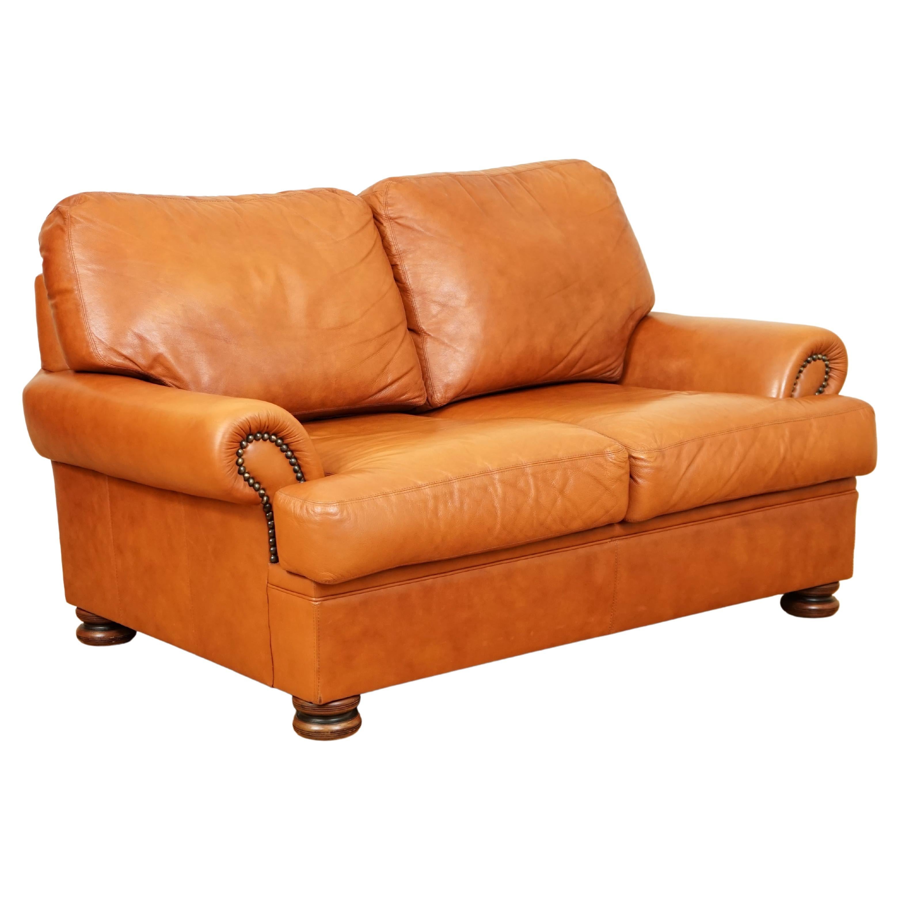 Tetrad Cordoba Retailed by John Lewis Two Seater Tan Leather Sofa