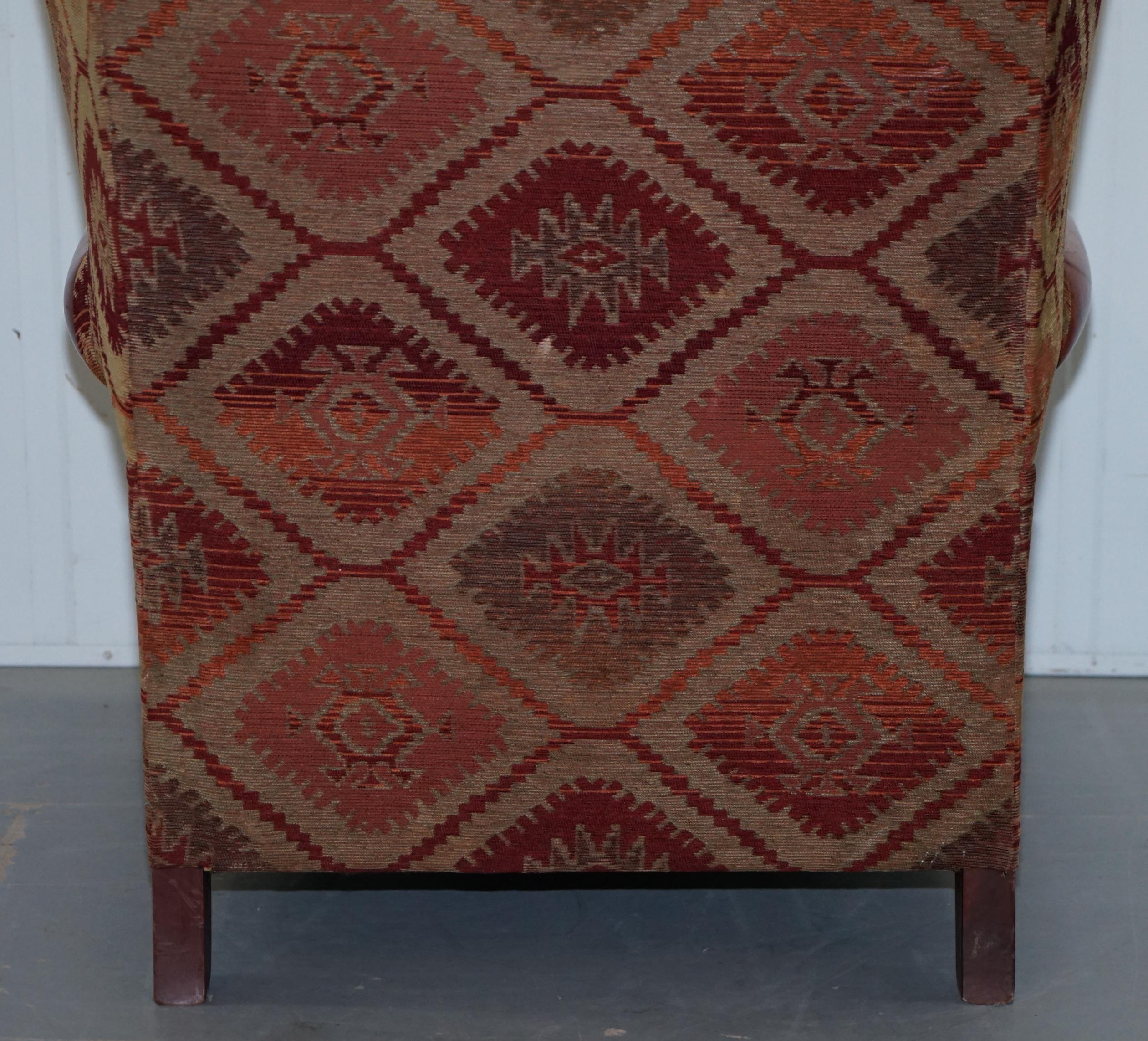 Tetrad Eastwood Brown Leather and Kilim Upholstery Armchair Lovely 10