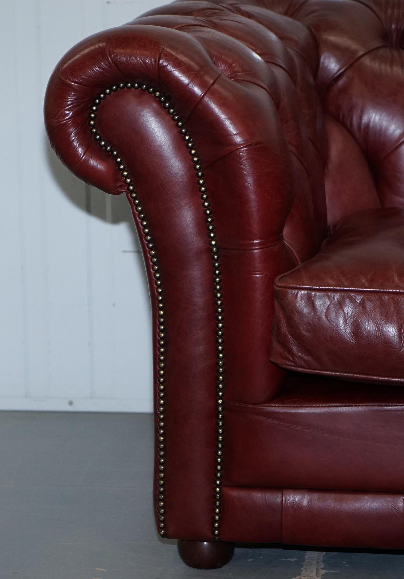  Tetrad England Reddish Brown Leather Chesterfield Sofa Part of Suite 2