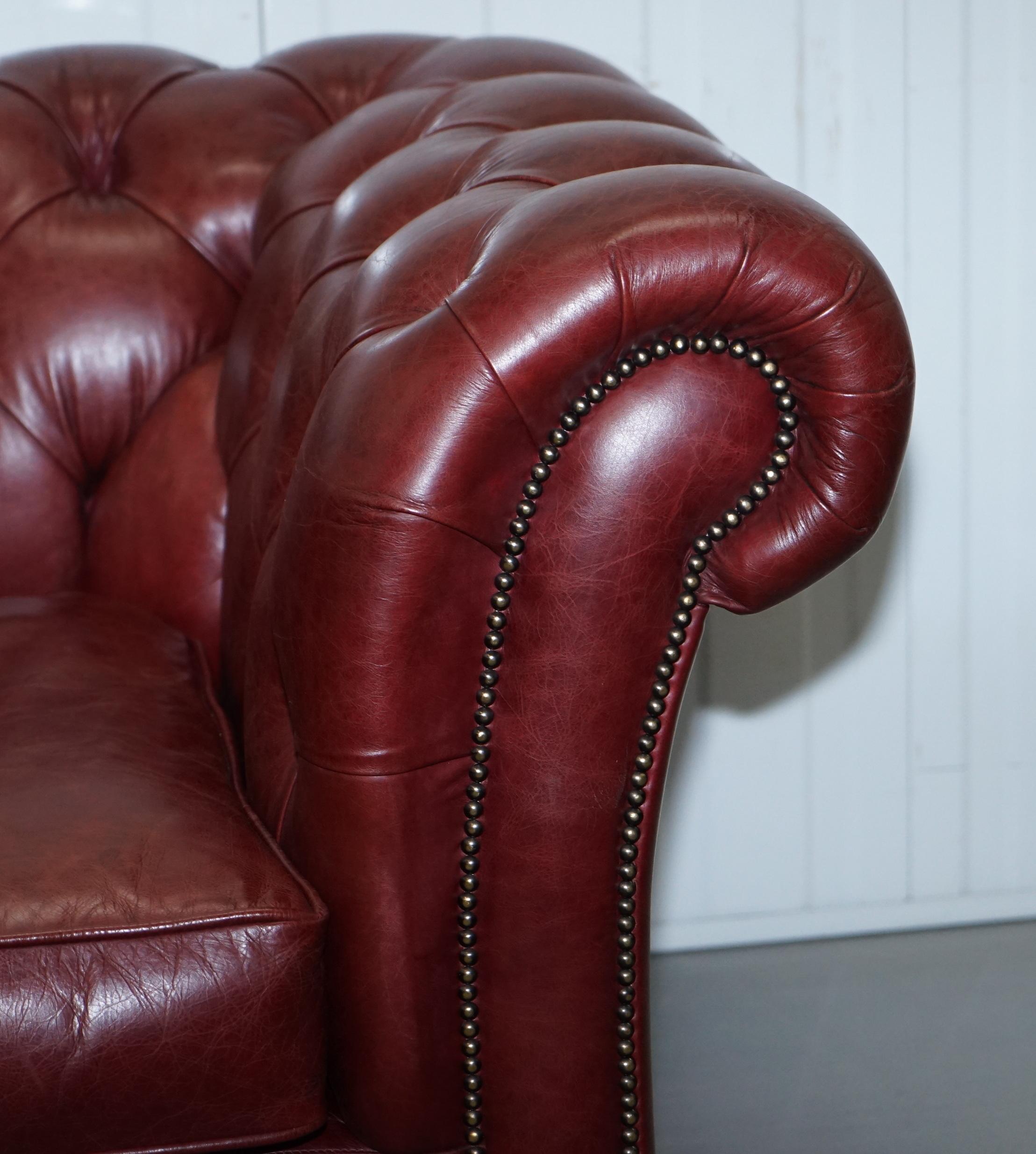  Tetrad England Reddish Brown Leather Chesterfield Sofa Part of Suite 4