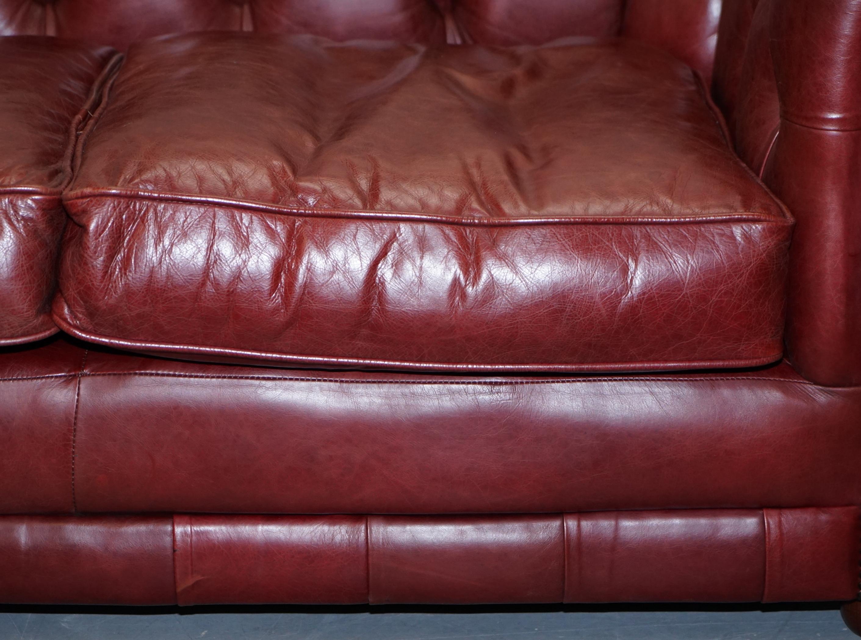  Tetrad England Reddish Brown Leather Chesterfield Sofa Part of Suite 5