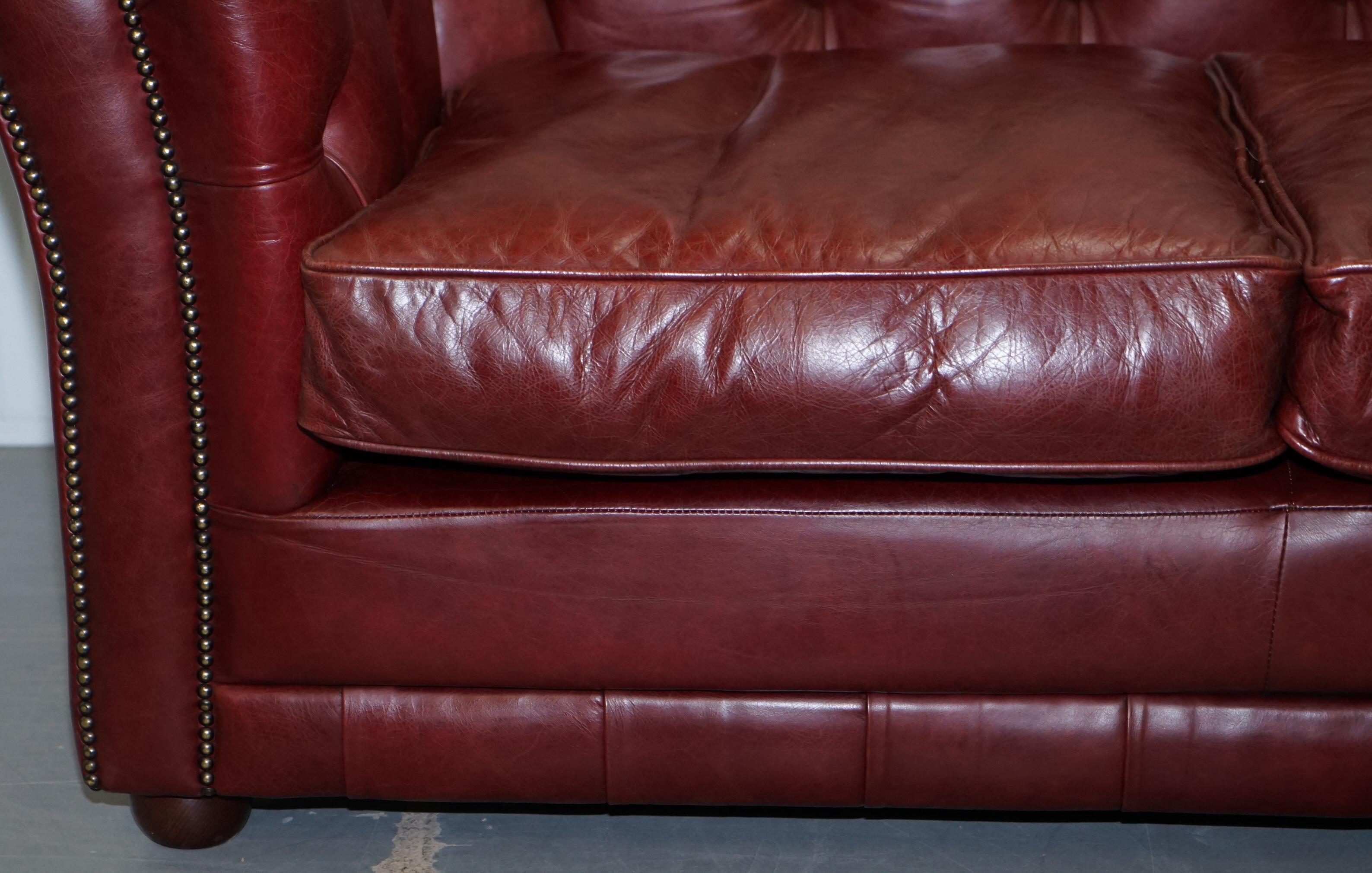  Tetrad England Reddish Brown Leather Chesterfield Sofa Part of Suite 6