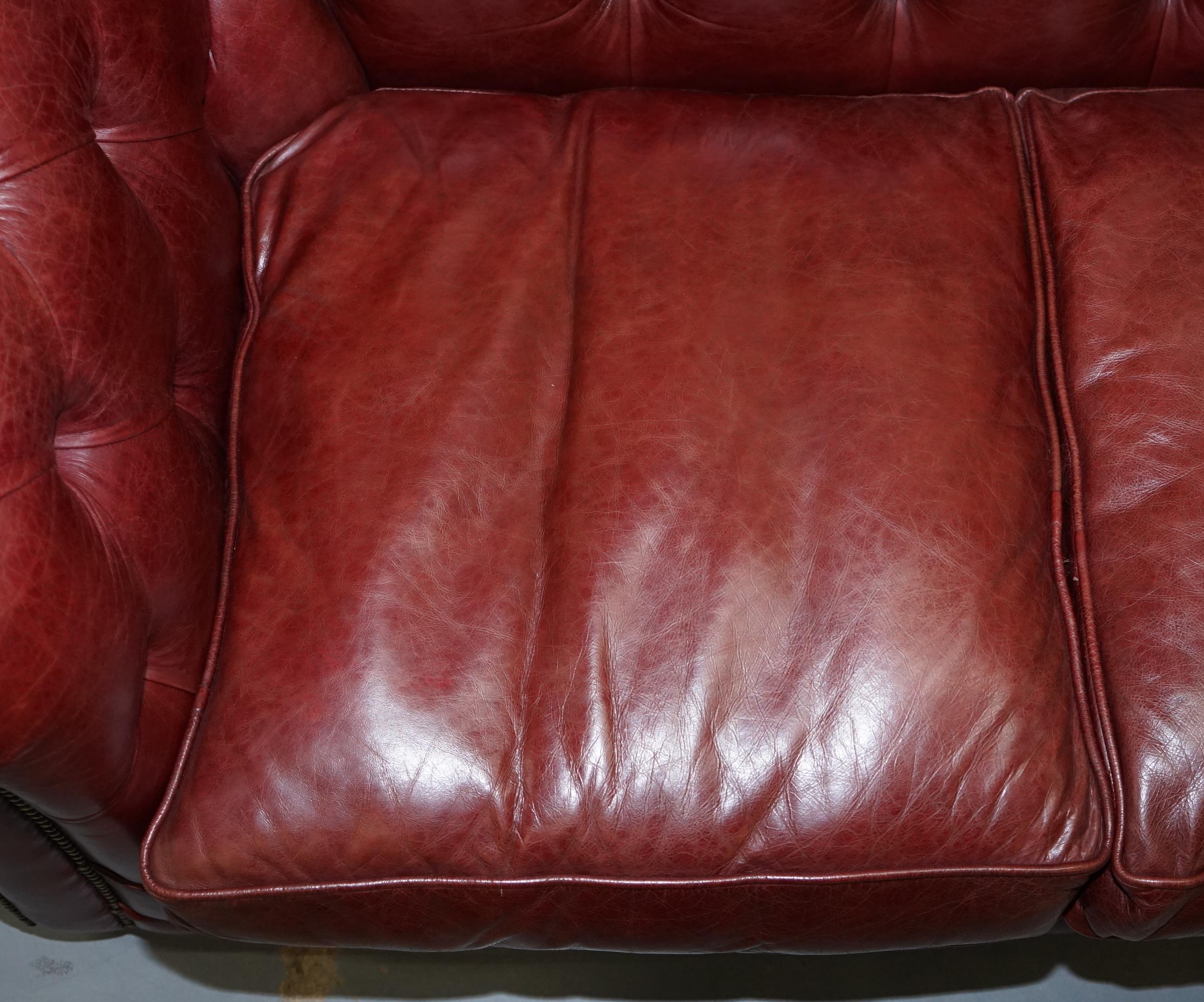  Tetrad England Reddish Brown Leather Chesterfield Sofa Part of Suite 7
