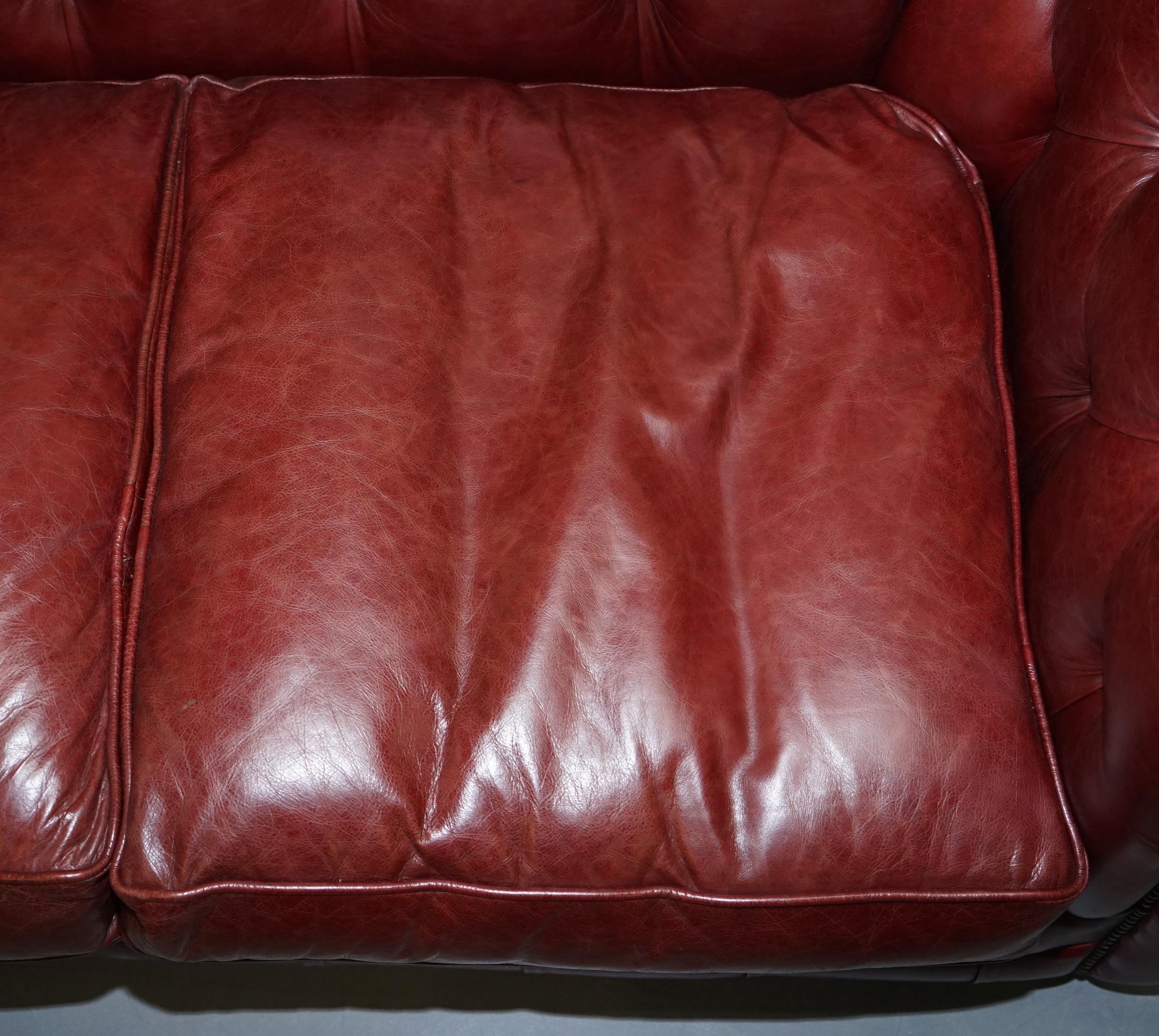  Tetrad England Reddish Brown Leather Chesterfield Sofa Part of Suite 8