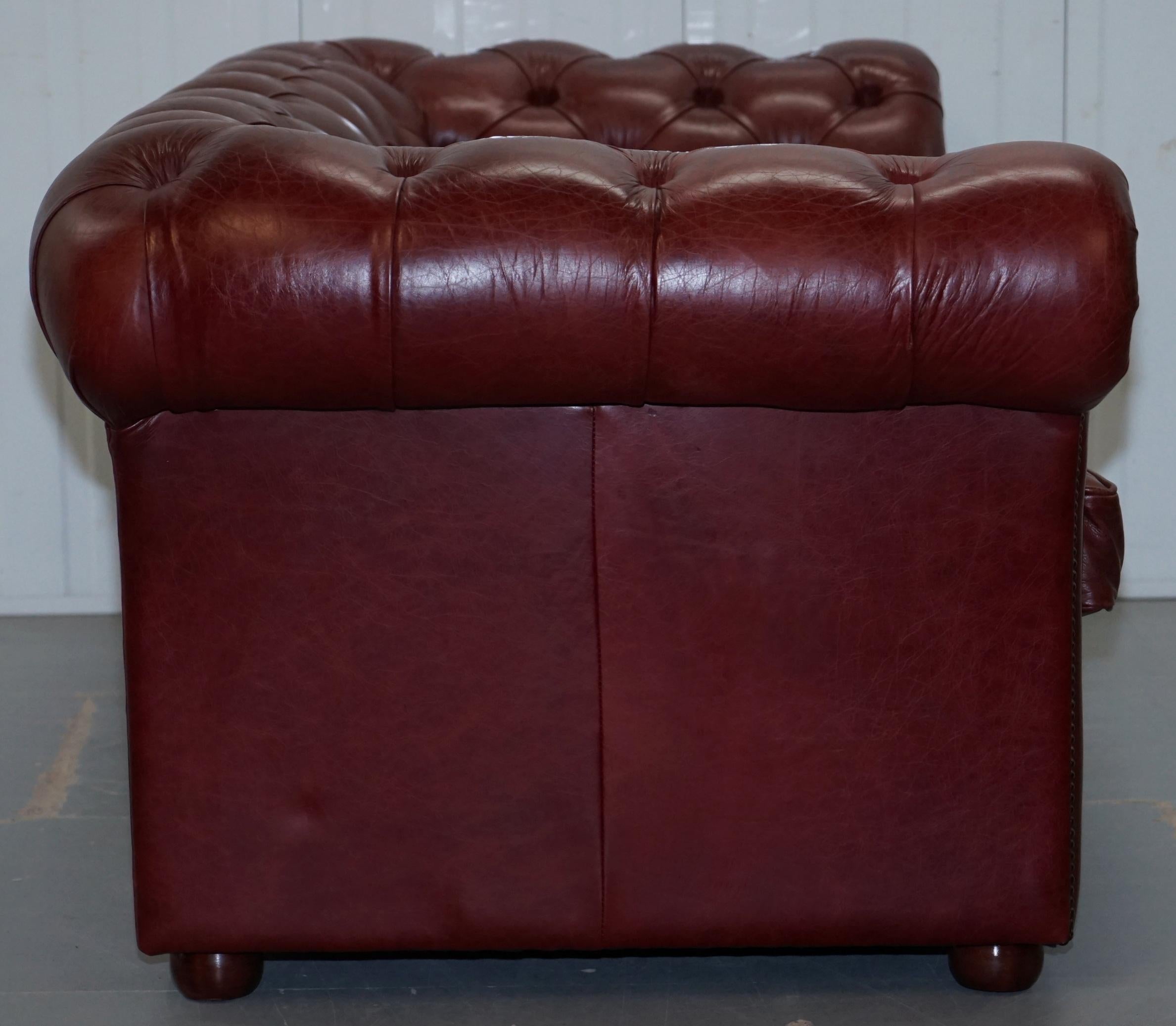  Tetrad England Reddish Brown Leather Chesterfield Sofa Part of Suite 9