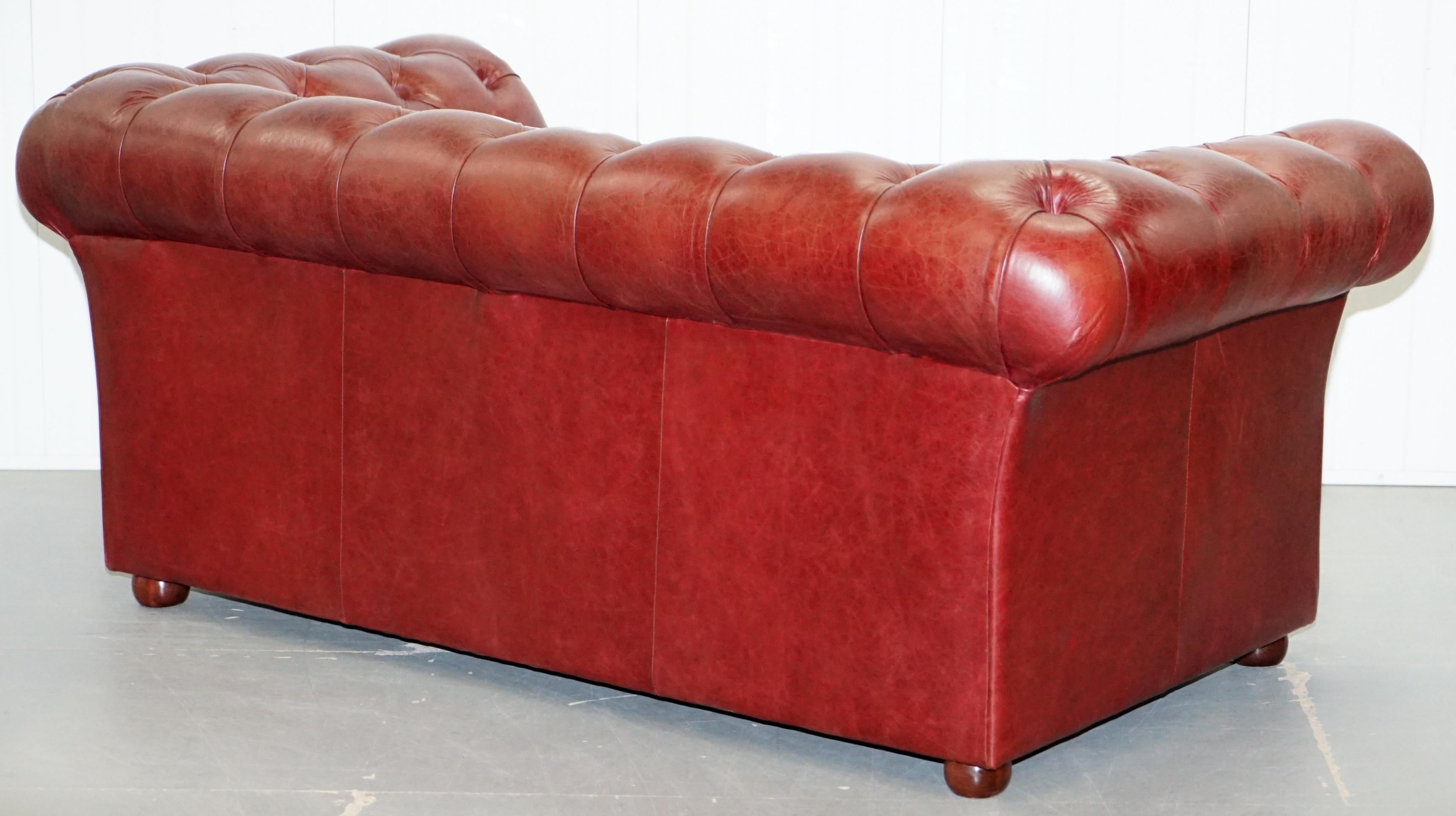  Tetrad England Reddish Brown Leather Chesterfield Sofa Part of Suite 10