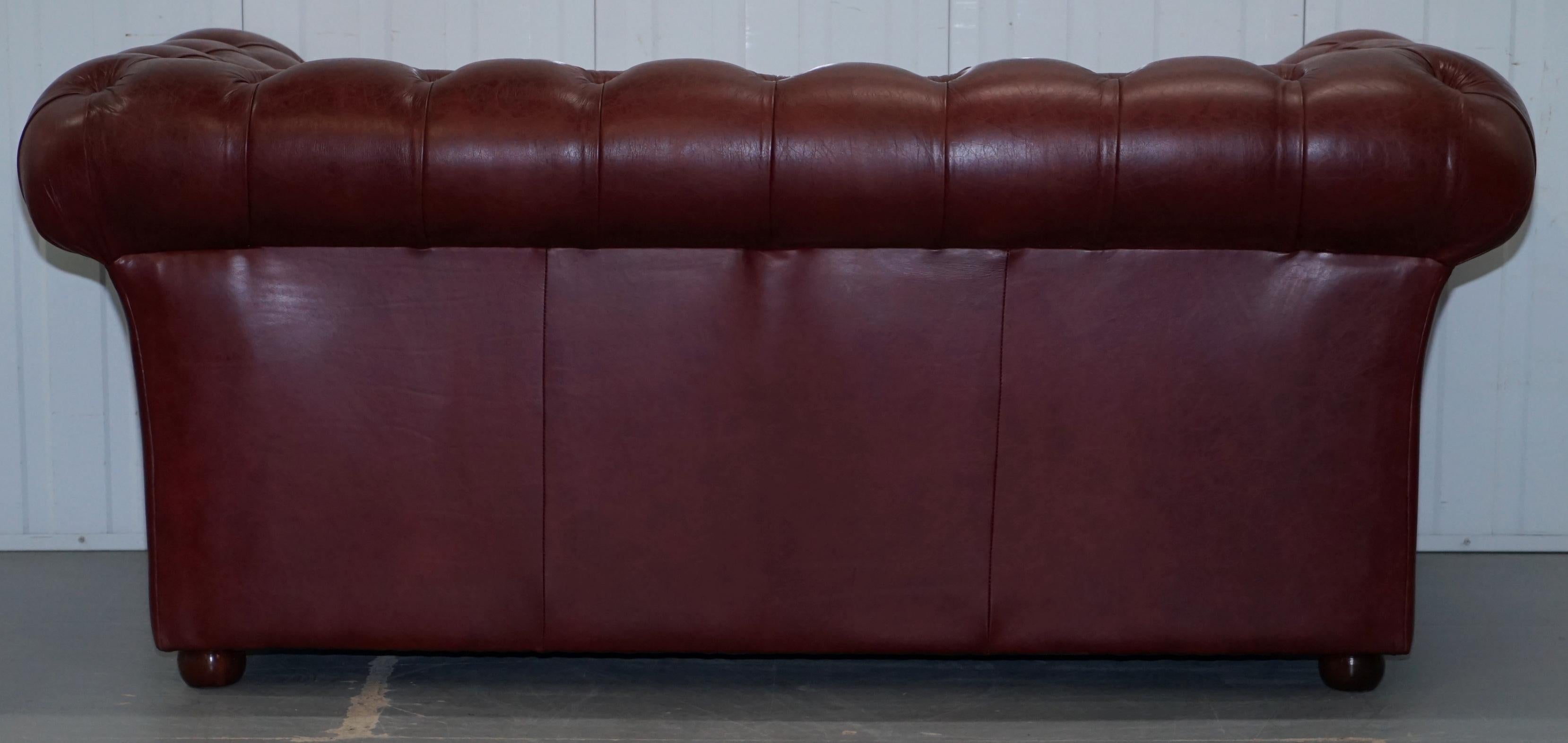 Tetrad England Reddish Brown Leather Chesterfield Sofa Part of Suite 11