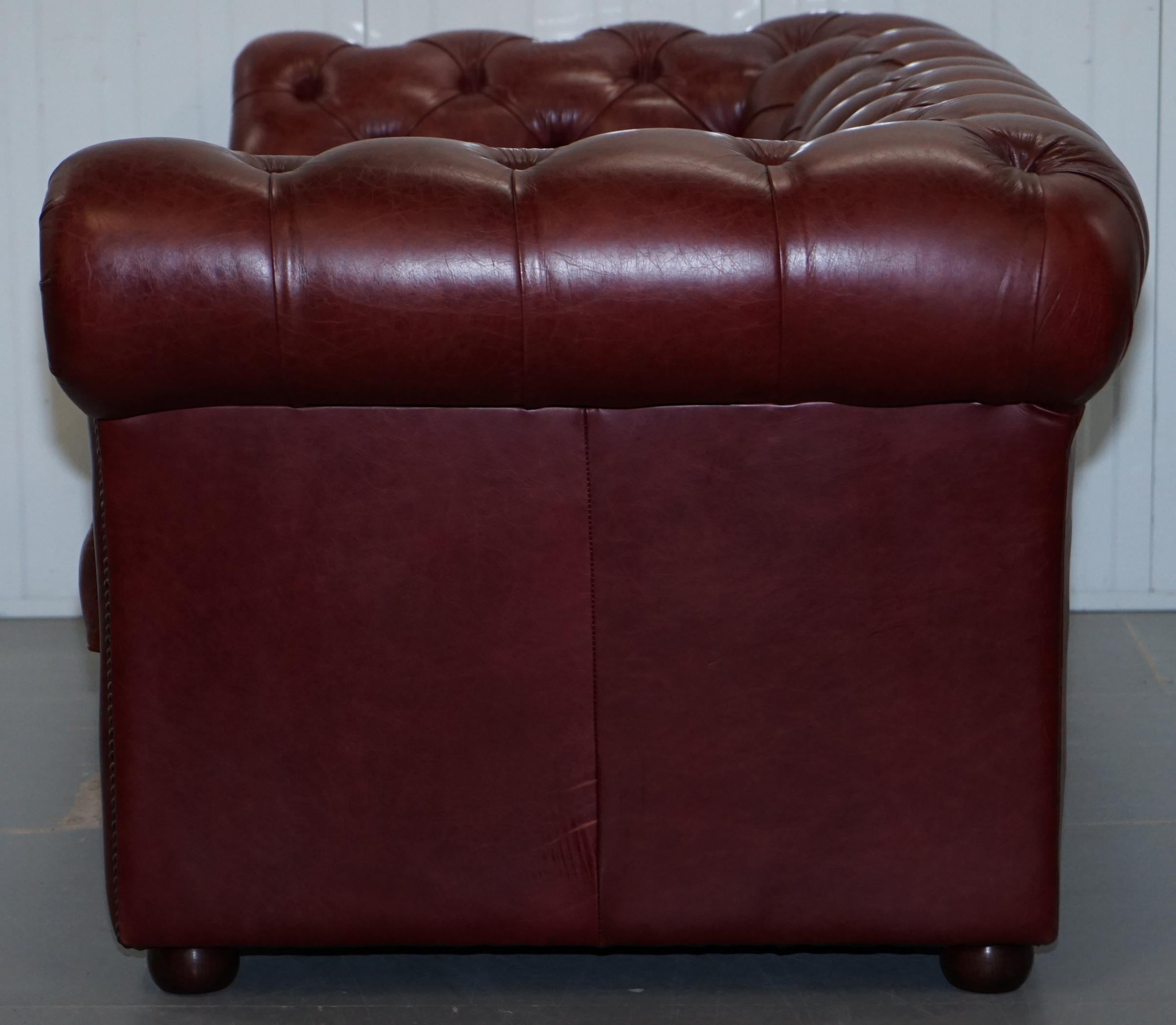  Tetrad England Reddish Brown Leather Chesterfield Sofa Part of Suite 12