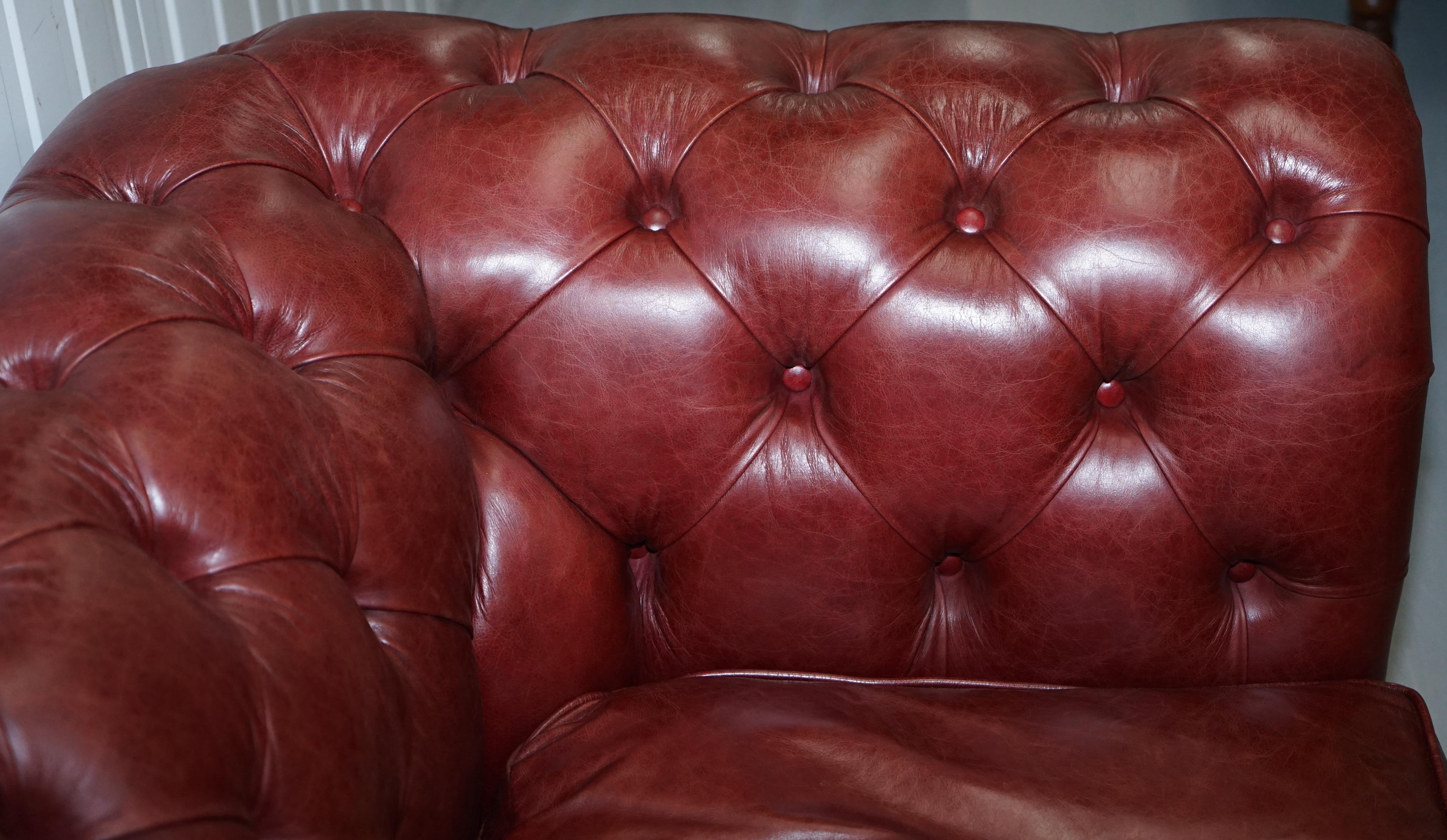 Contemporary  Tetrad England Reddish Brown Leather Chesterfield Sofa Part of Suite