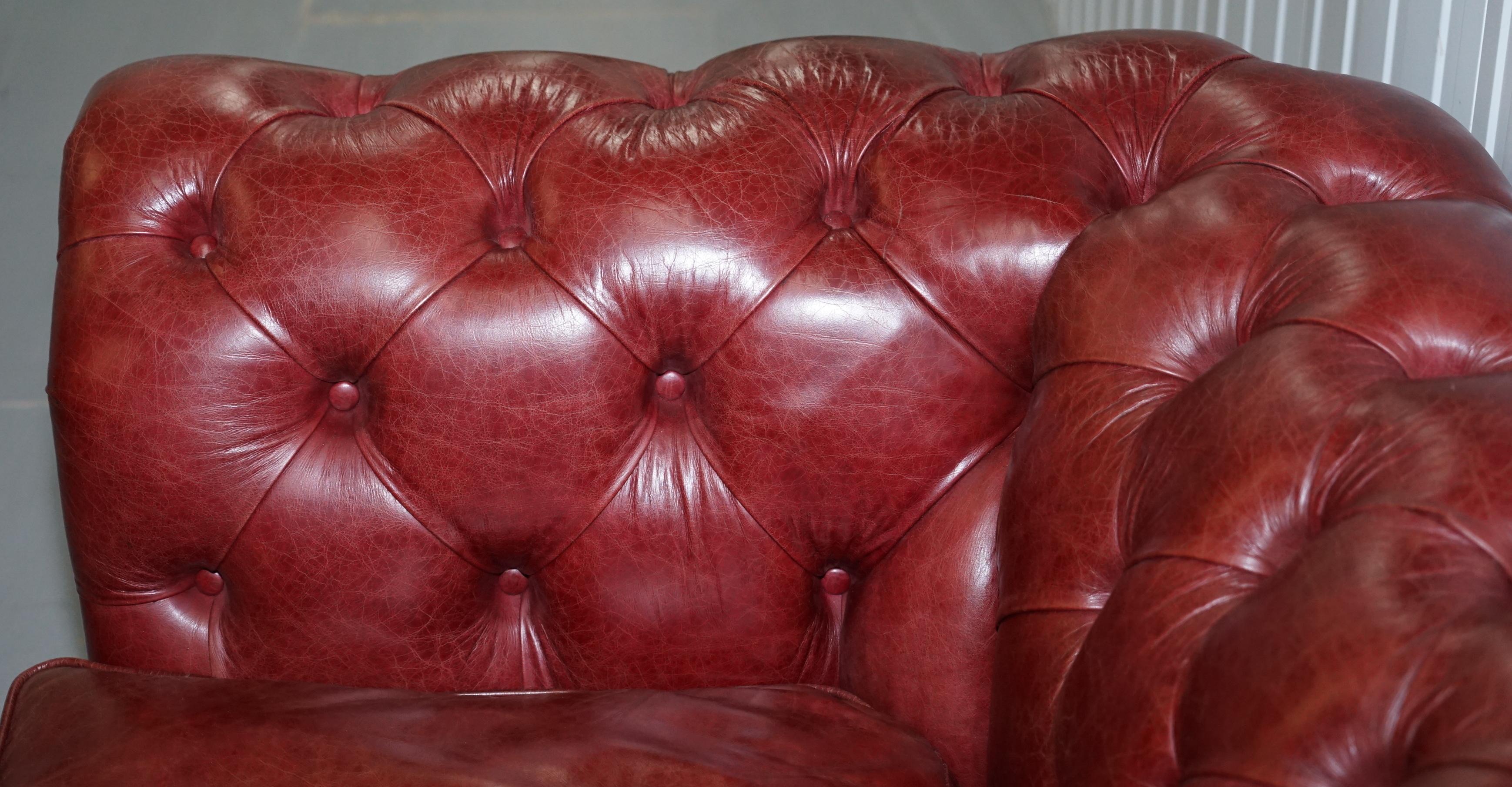  Tetrad England Reddish Brown Leather Chesterfield Sofa Part of Suite 1