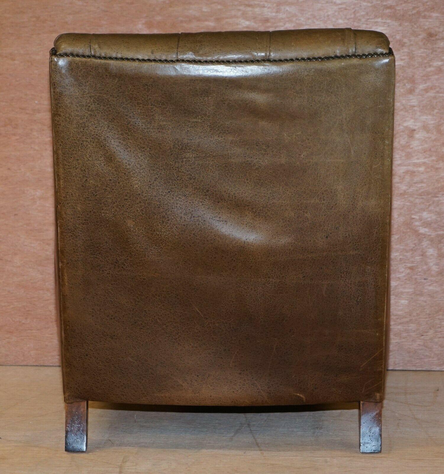 Tetrad Heritage Brown Leather Chesterfield Club Armchair & Matching Footstool 4