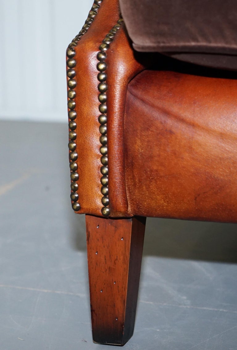 Tetrad John Lewis Blenheim Brown Leather Shell Back Armchair Feather