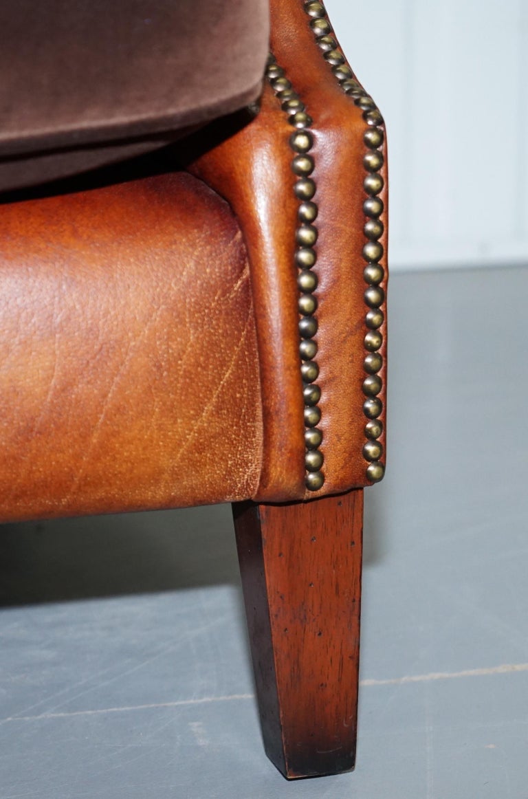 Tetrad John Lewis Blenheim Brown Leather Shell Back Armchair Feather